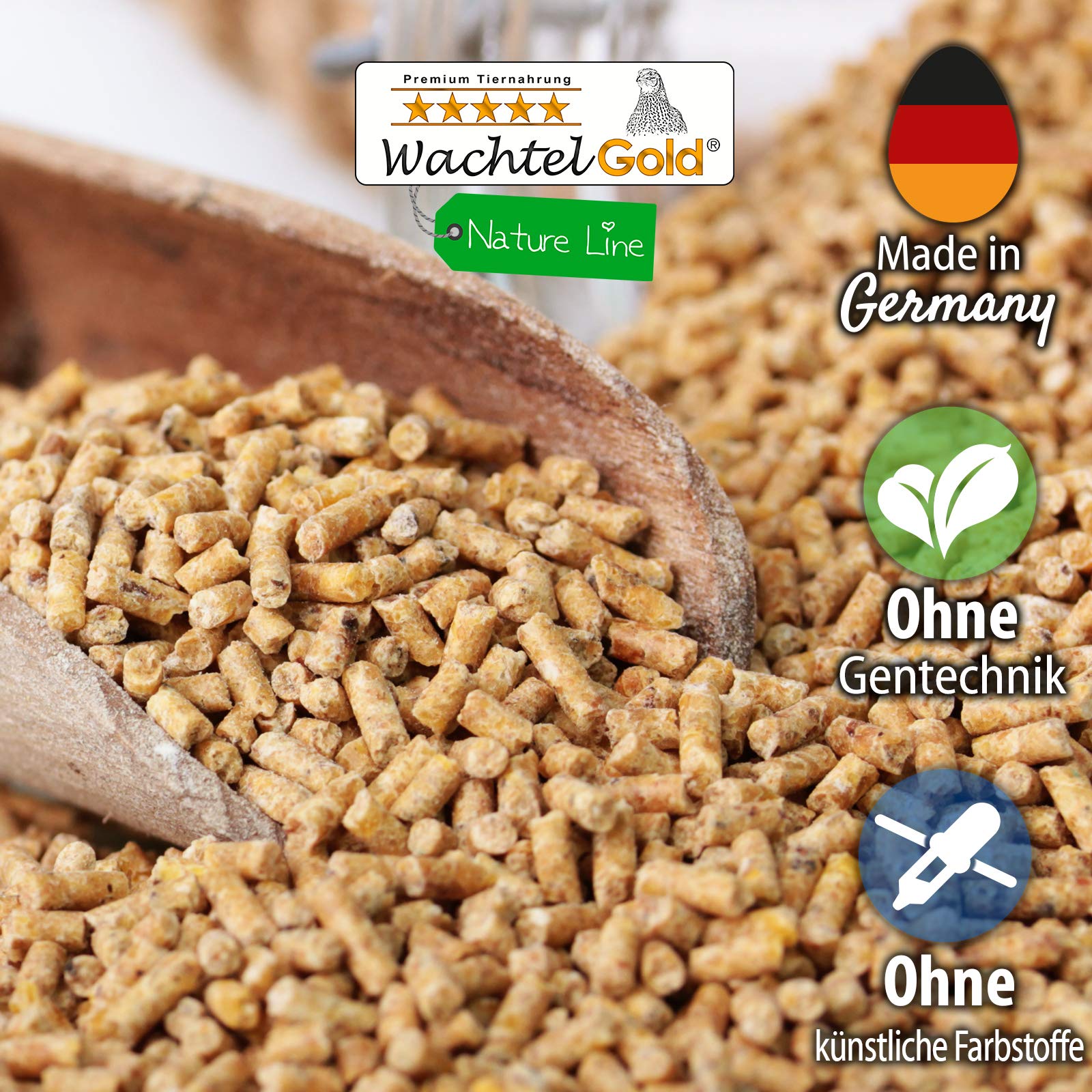 WachtelGoldQuail feed-2,5kg, put grain nature 2mm GMO-fre layers pellets ideal matched to quail