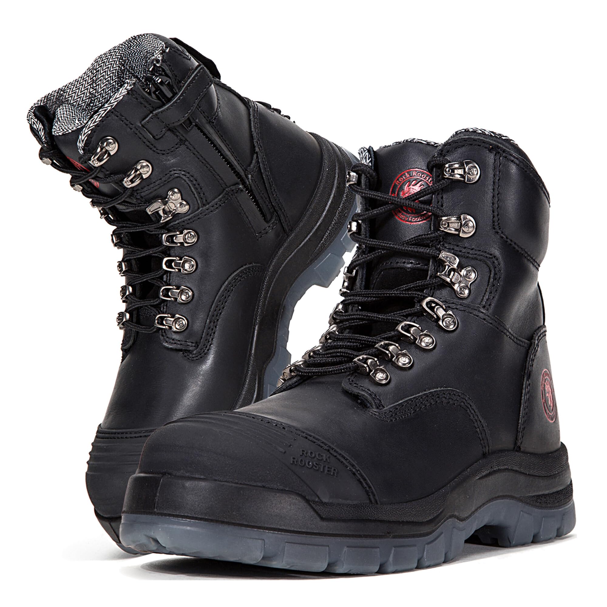 ROCKROOSTER Work Boots for Men,7 inch,Steel Toe,Side Zipper, Leather Shoes,Static Control, Breathable,Quick Dry(AK232Z -AK245Z