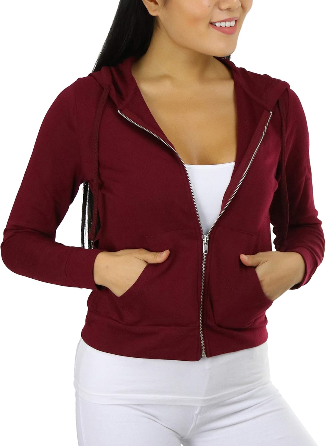 ToBeInStyle Women’s Soft French Terry Long Sleeve Zip-Up Hoodie Active Jacket w/Metal Zipper - Image 3
