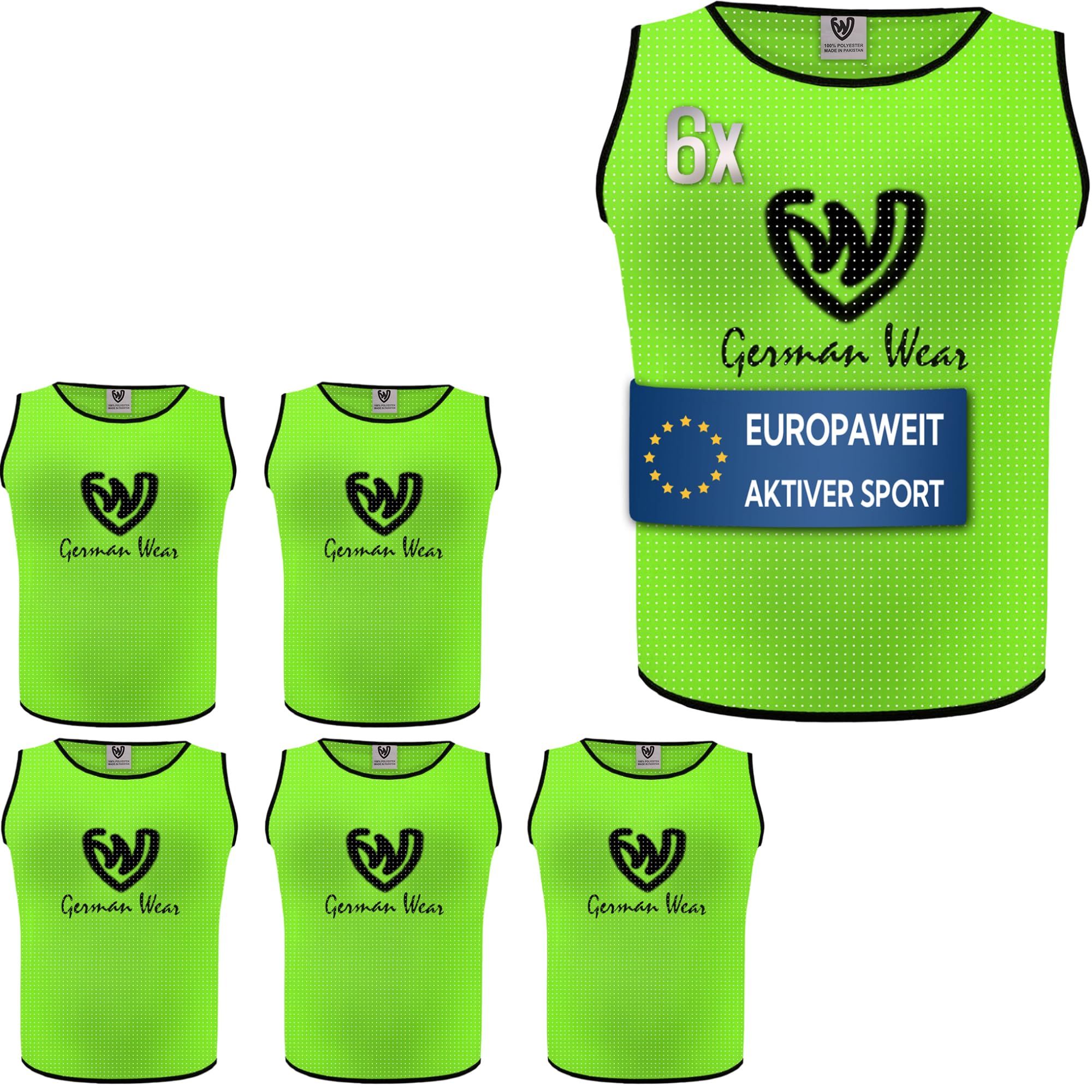German Wear Leibchen Trainingsleibchen – Markierungshemd für Team Sport, Fussball, Training, Jogging, Hocky, Handball in Gelb, Rot, Grün, Orange, Blau für Herren, Kinder & Damen - ideal für Teams