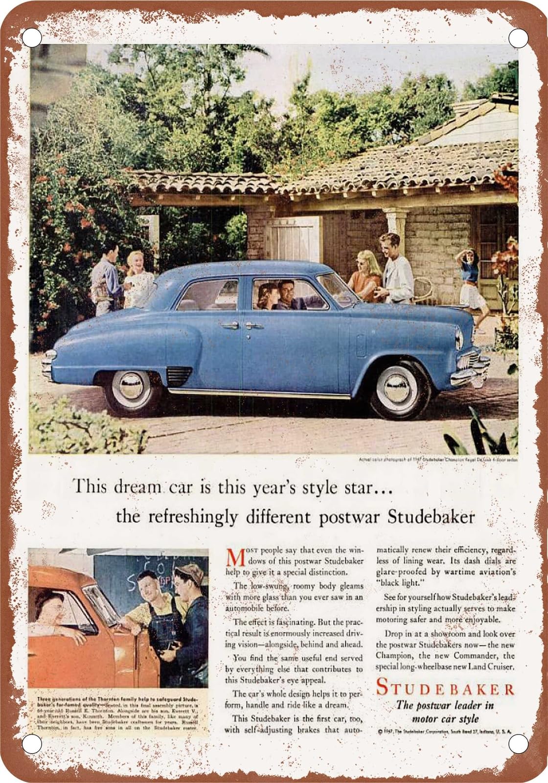 Miaomansenstore Metal Sign - 1947 Studebaker Vintage Ad 09 - Old Retro Rusty Look Home Decor