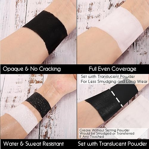 Miniatura 6 de CCbeauty Maquillaje de Halloween para el cuerpo de payaso rojo, blanco y azul, color crema, bandera de Estados Unidos, pintura facial patriótica de