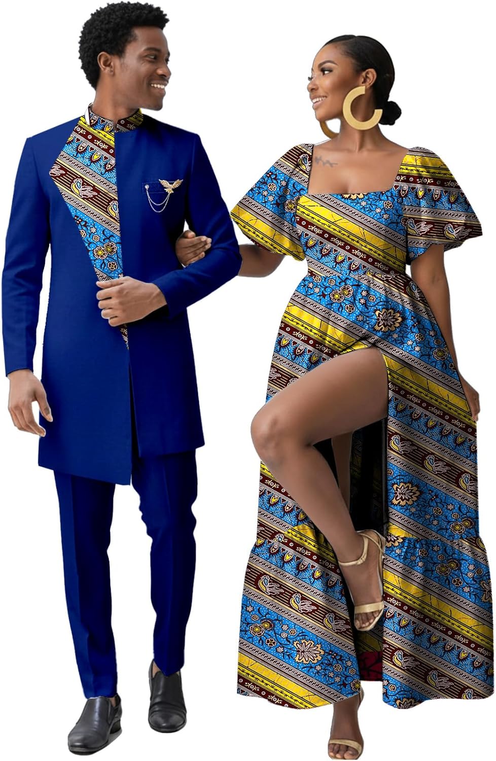 African Couple Clothes Women’s Ankara Dress and Mens Suit 2 Pieces Sets Cloth Wedding