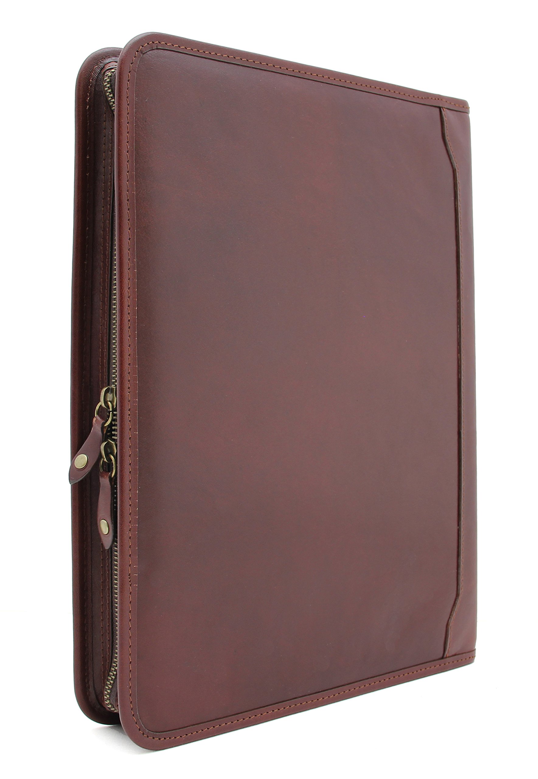 Noda Executive Leather Padfolio 2 raccoglitore ad anelli Professional Business portfolio W/chiusura con cerniera | Resume, documento, blocco note, tablet, writing Pad organizer | uomo, donna marrone