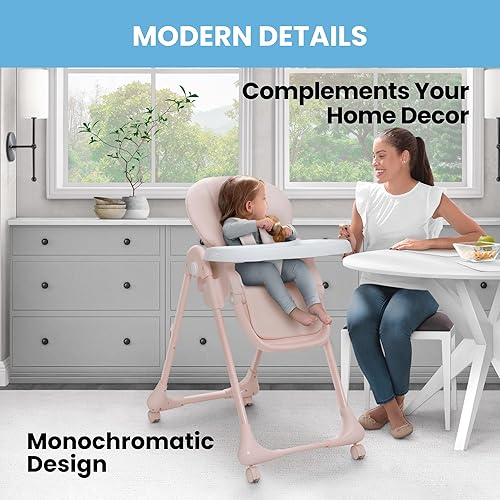 Miniatura 4 de Little Folks by Delta Children - Silla alta SlimFold 2 en 1 para bebés y niños pequeños, color rosa