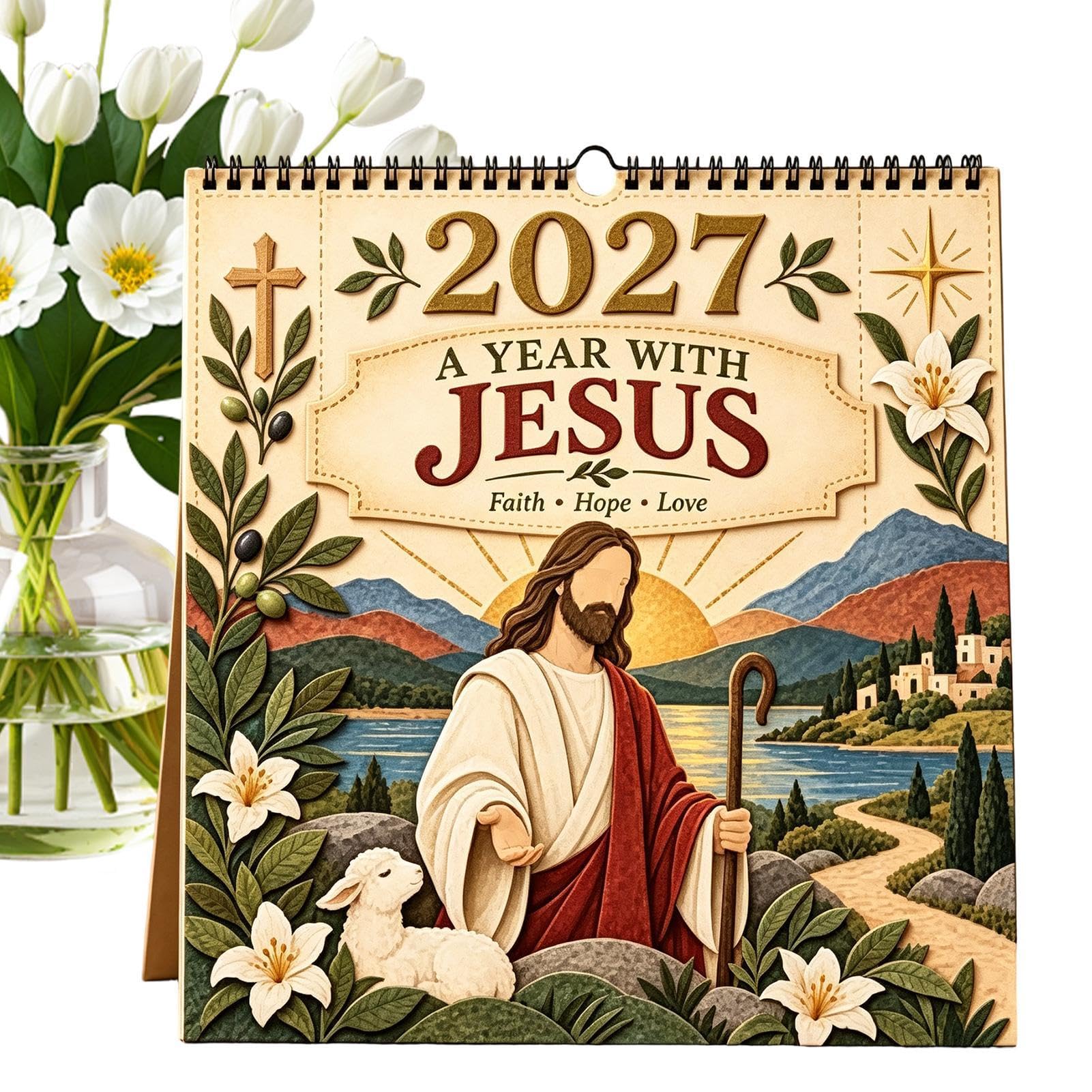 2027 Kalender 12 Monate Jesus Religiös Monats- und Wochenkalender mit | Jan-Dez Wandkalender 2027 Für Homeoffice Schule Klassenzimmer Schreibtisch Lehrer Schüler Kinder Teenager