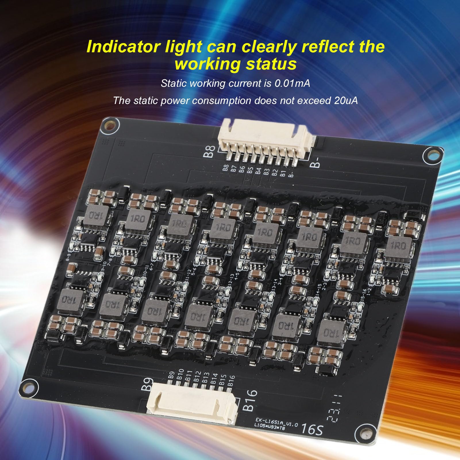 Placa de Equilibrio de batería HaloVerde Balanceador de Voltaje 16s 1,2 A con función de hibernación automática para gestión de Celdas LFP y NCM de Uso General (16)