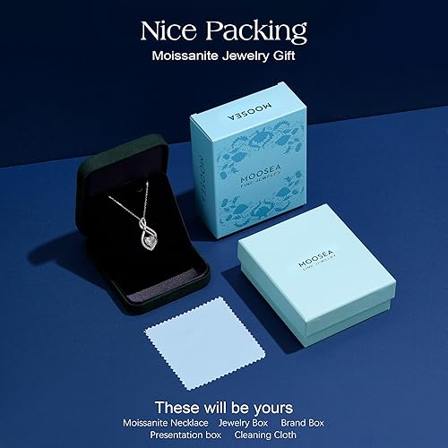Miniatura 7 de MOOSEA Collar con colgante de moissanita infinito, collar de moissanita de 1 a 3 quilates creado en laboratorio, plata de ley 925, aniversario,