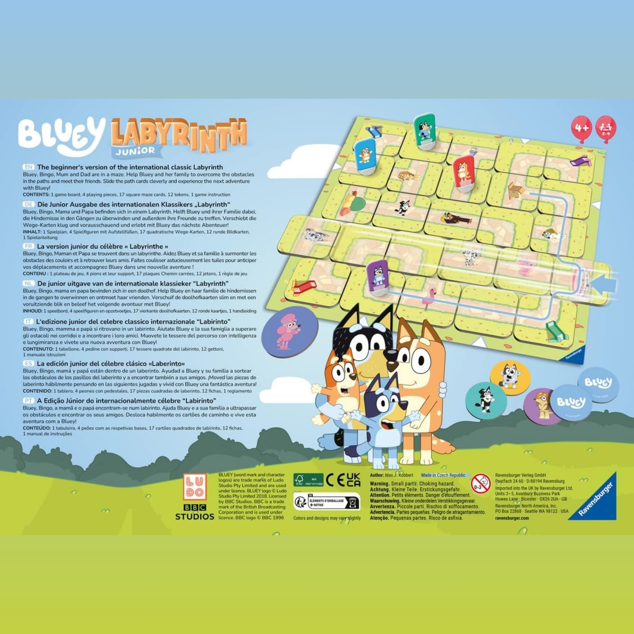 Ravensburger - Juego De Mesa 4 Años Labyrinth Junior Bluey | 2-4 Jugadores | Regalos Originales | Juegos De Mesa Niños 4 Años | para Toda La Familia