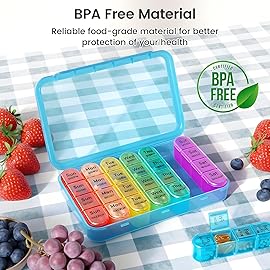 Daviky Pill Organizer, Daily Pill Box 7 Day, Weekly Pill Organizer 4 Times a Day, Large Travel Pill Case with 28 Compartment to Hold Medicine, Vitamin and Supplement (Blue)