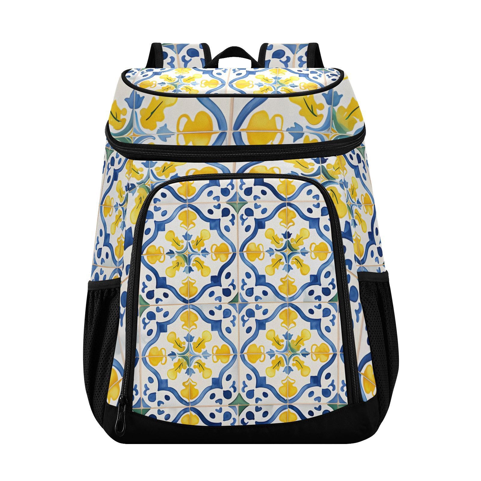 Blue Mandala Lemon Paisley Aztec Cooler Backpack Cooler Insulated Leak Proof Lunch Backpack 36 Cans Waterproof Soft for Men Women Picnic Hiking Camping Beach