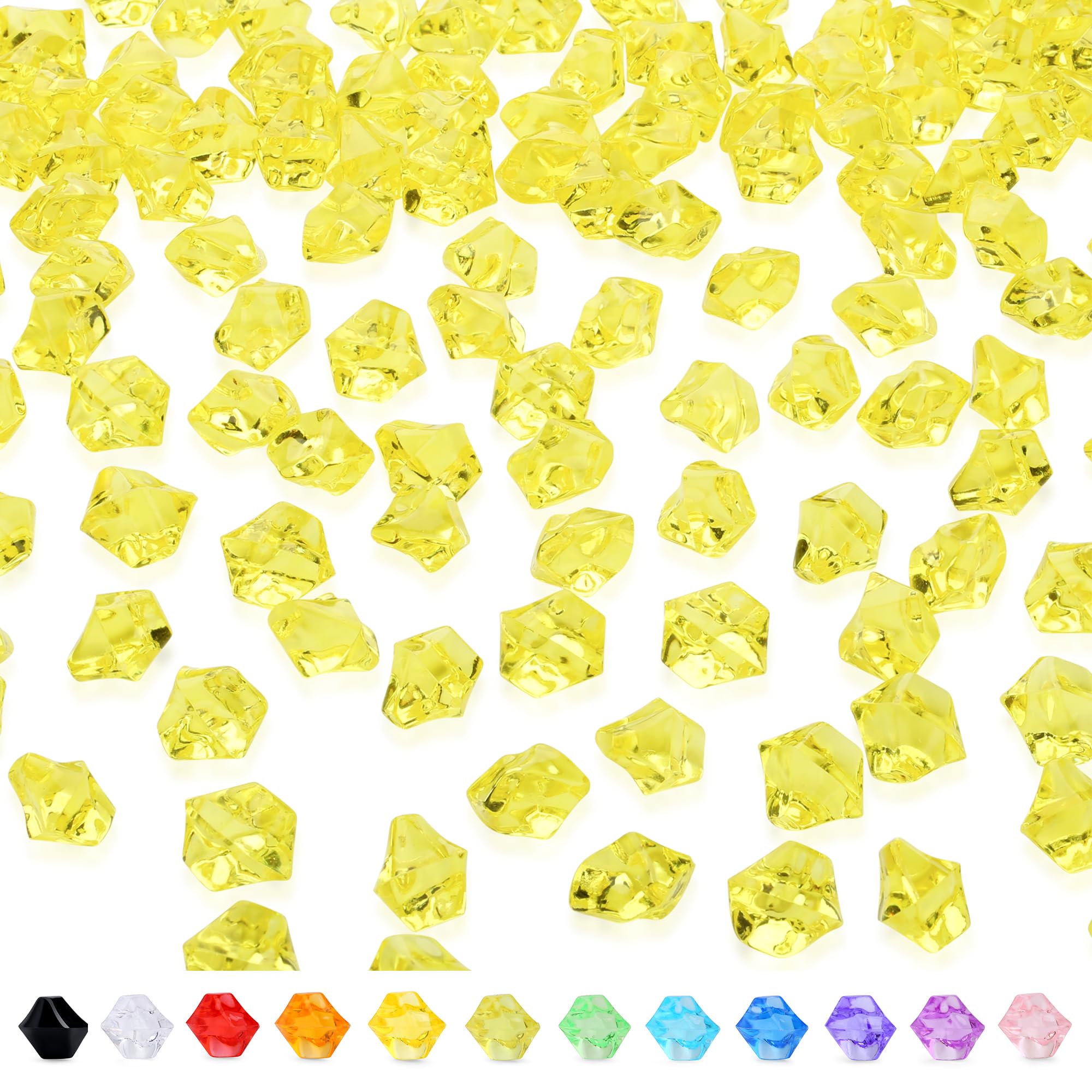 YATOJUZI 500pcs Fake Ice Cubes Yellow Acrylic Crushed Rocks - vase fillers | Mubboo