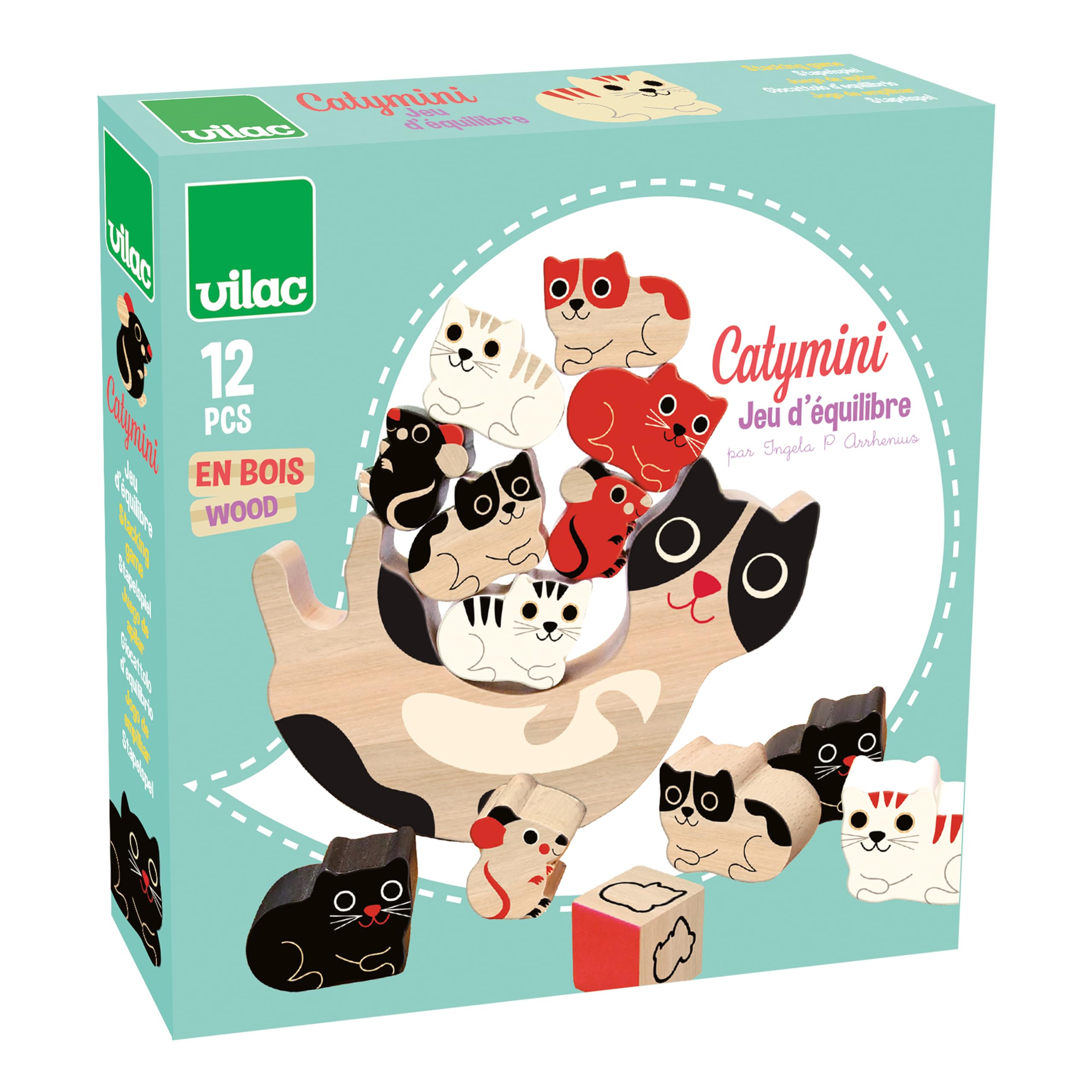 Vilac Gioco di equilibrio Catyminy, 7778, Legno naturale