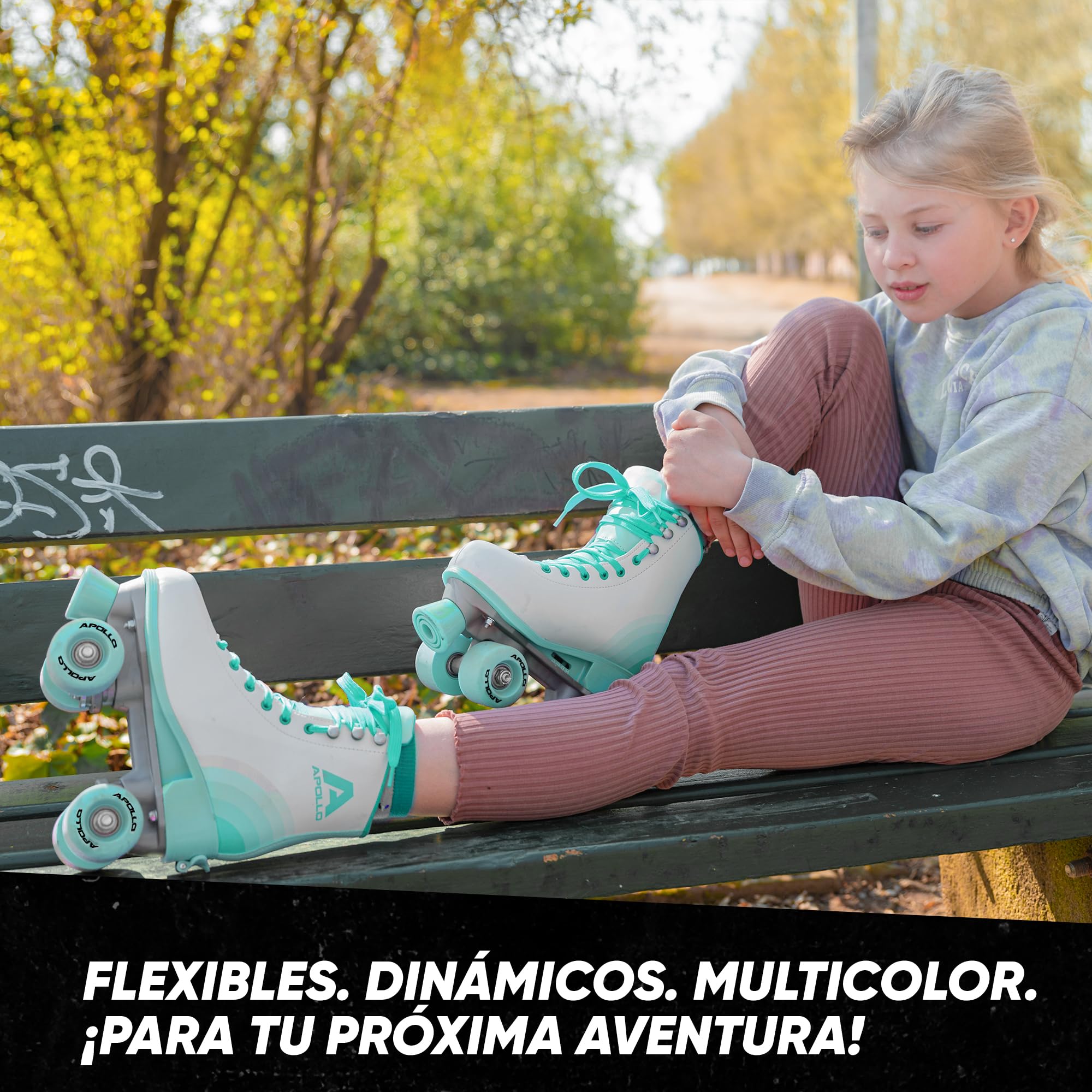 Patines Apollo Classic de 4 Ruedas - para niños, Adolescentes y Adultos, Talla Ajustable, para niñas y Mujeres, cómodos, para Todas Las Edades, 3 Tallas Desde la Talla de Calzado 31 hasta la 42