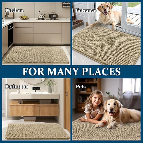 Miniatura 8 de OLANLY Tapete para puerta de perro para patas fangosas, de 48 x 30 pulgadas, absorbe la humedad y la suciedad, absorbente, antideslizante, lavable,