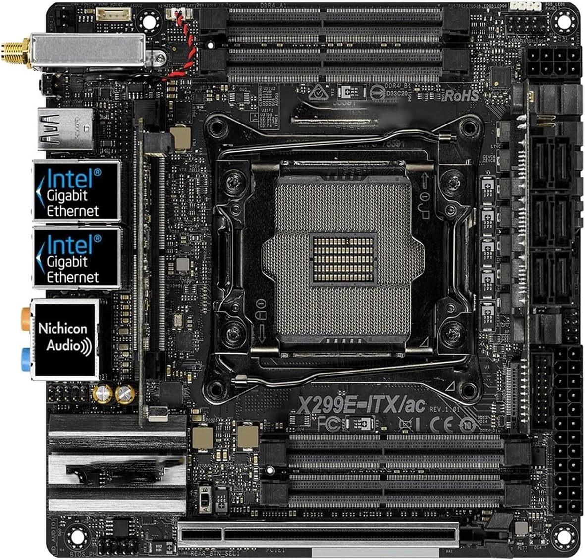 Motherboard Fit For ASRock X299E-ITX/ac Mini ITX Motherboard DDR4 Intel X299 LGA 2066 Support I9-9940X 9800X 7800X 10900X Cpu PCI-E 3.0 M.2