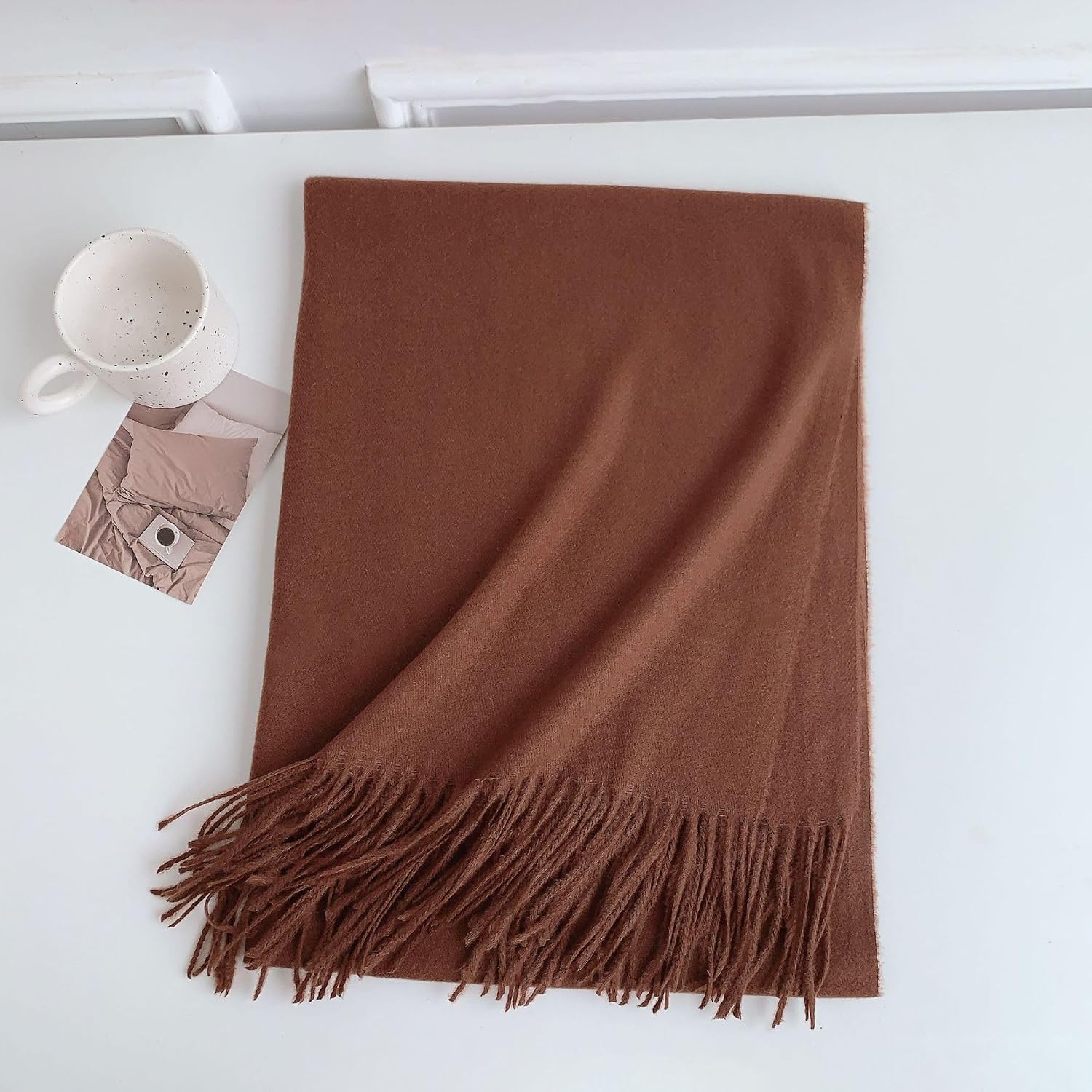 Winter Pashmina Scarf for Women & Men,Cashmere Feel Long Shawl Wrap,Classic Fringed Scarf for Cold Weather