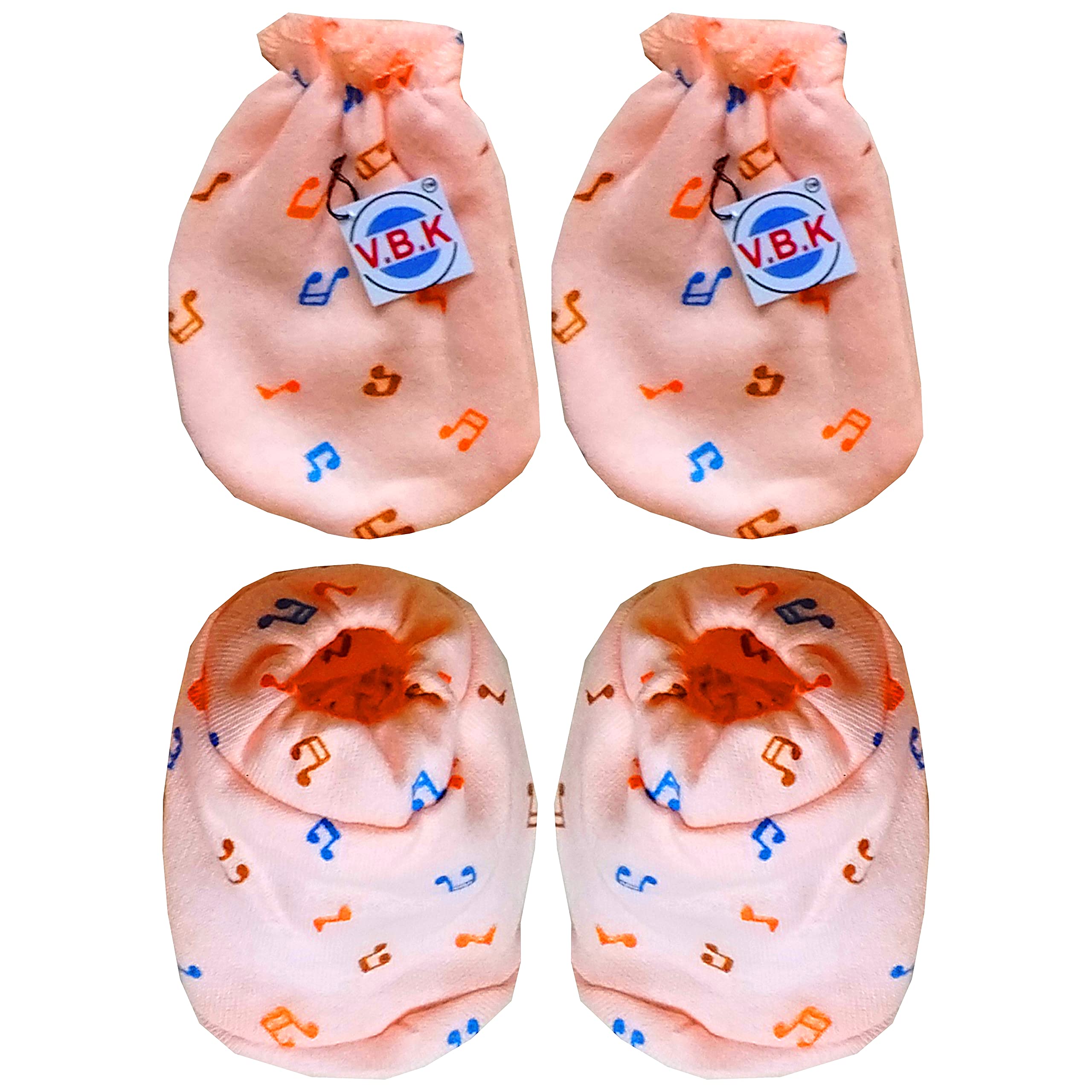 V.B.K® Baby Boys and aBaby Girls Mittens and Booties Combo Set, Pure Hosiery Soft Fabric Material, 0 to 6 Months 2