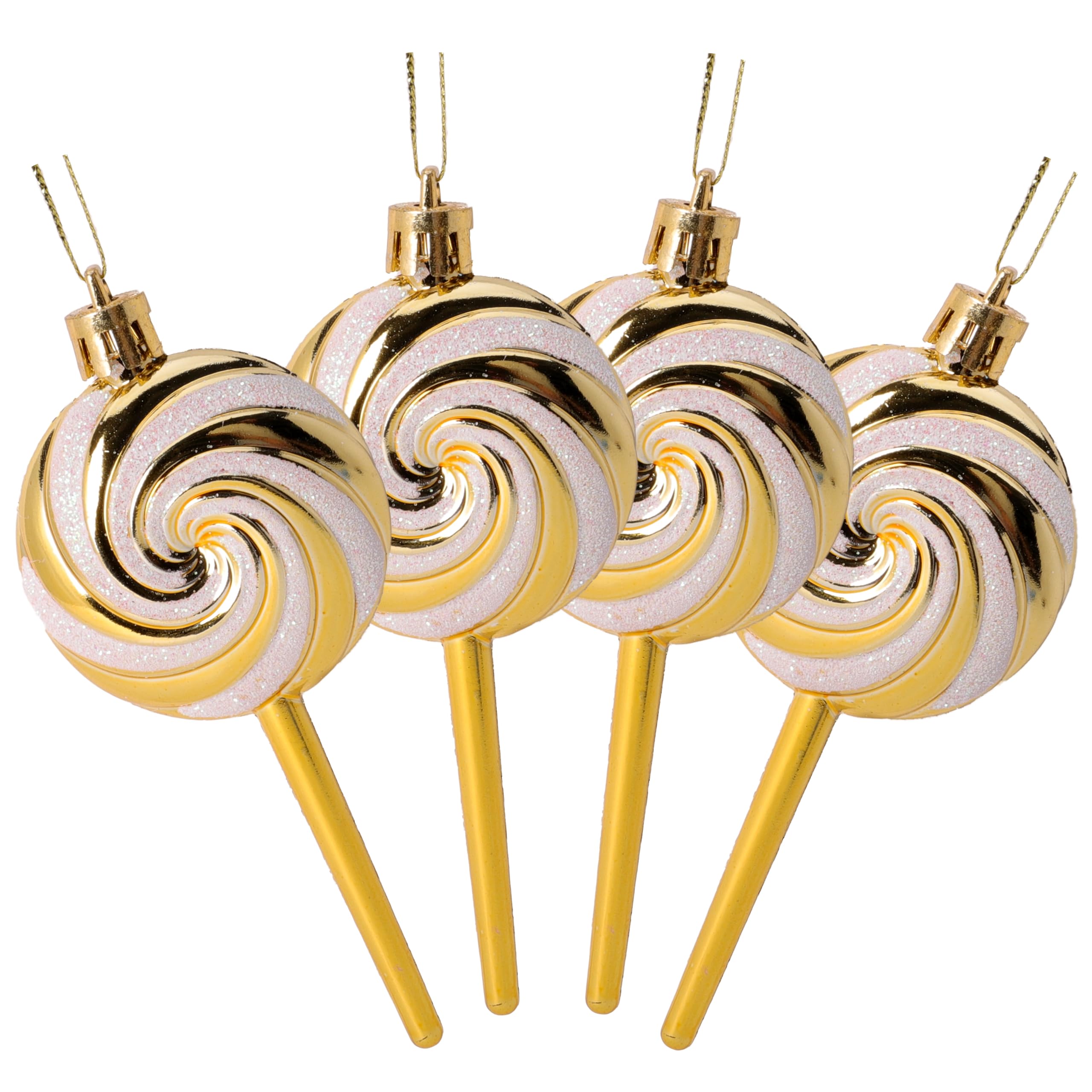 Christmas Concepts® Pack of 4-110mm (4.3") Gold Glittery Festive Lollipop Baubles - Christmas Tree Decorations