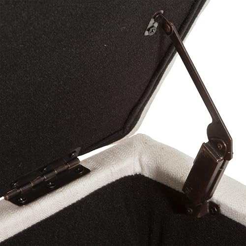 Miniatura 10 de Ball & Cast Banco otomano tapizado con canal copetudo, banco de entrada con marco de metal, 43 pulgadas, color gris oscuro