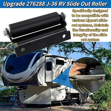 276288 RV Slide Out Roller Replacement, Solid Steel Plate J-36 Service Roller Compatible with Multiple Lippert Slide Out Systems (2 Pack)