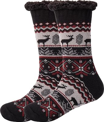 Fuzzy Christmas socks for Men,Cozy Thermal Winter Socks