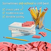 Vista 5 de Blue Summit Supplies 100 Pack Pink Erasers Bulk, Pink Pearl Bulk Erasers for Kids, School, and Classroom