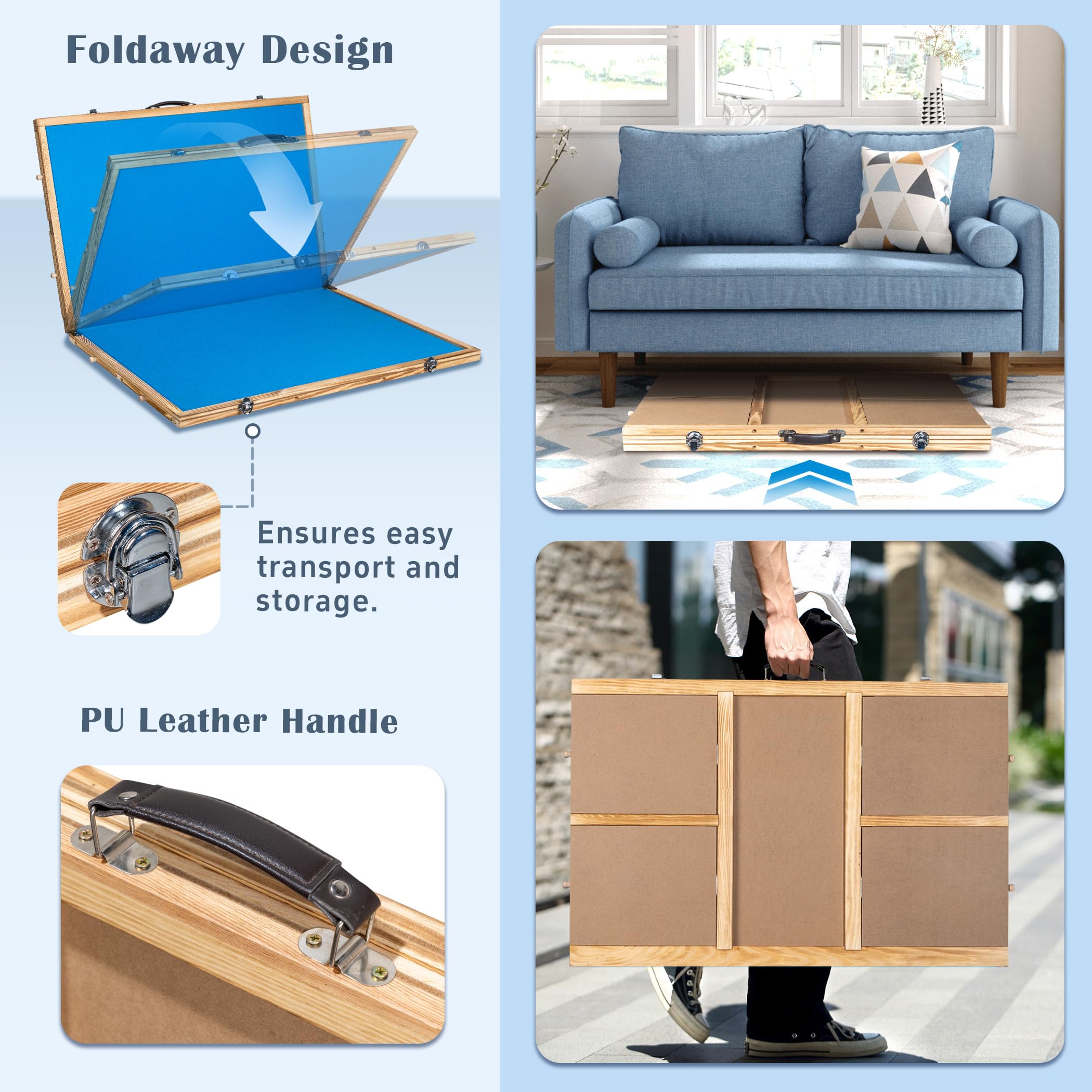 Mesa De Rompecabezas Plegable E Inclinable De 2000 Piezas Con 8 Cajones Y Cubierta Protectora – Tablero Portátil Con Asa Y Soporte Ajustable Para Mayor Comodidad