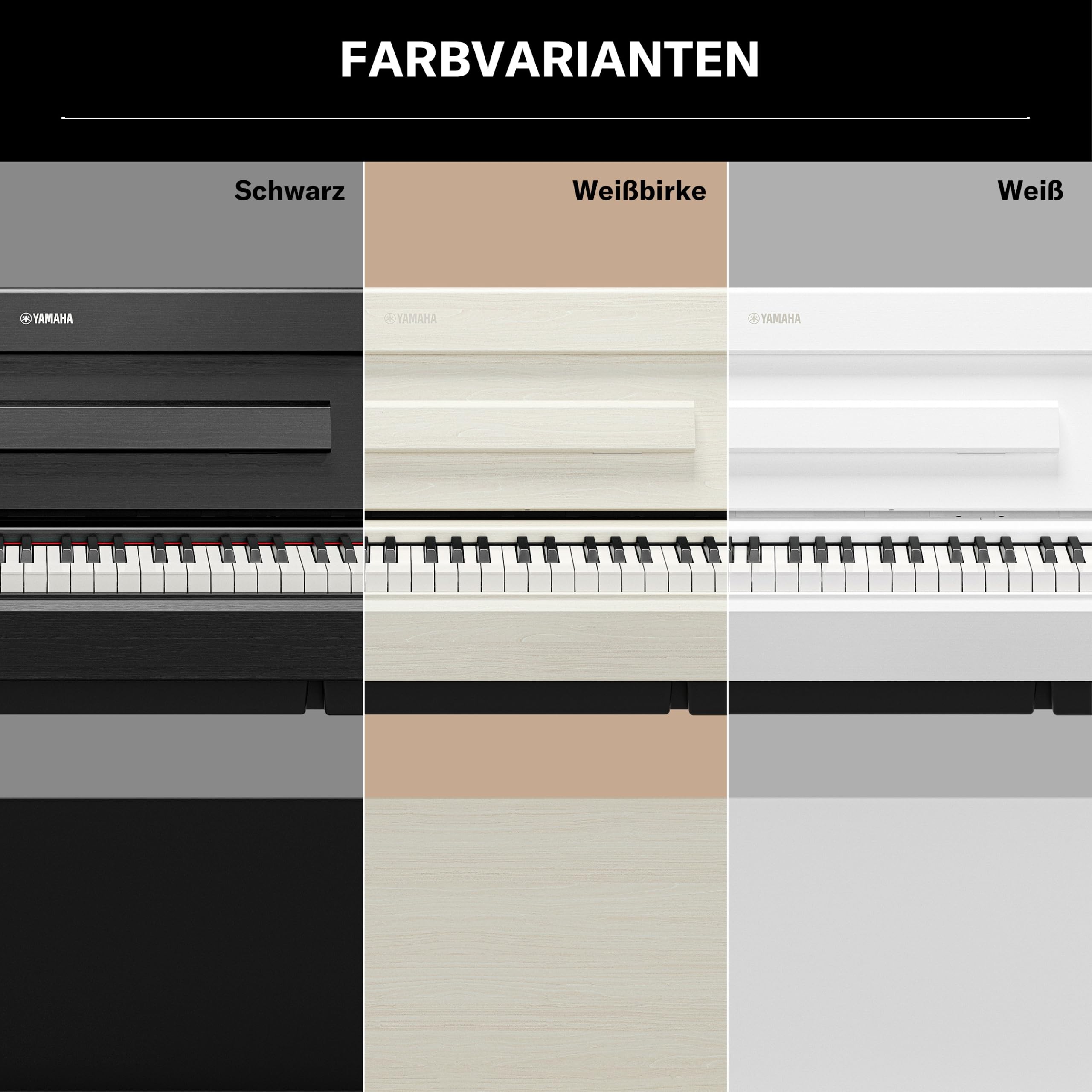 YAMAHA YDP-S36 Digitalpiano – 88 Gewichtete GHS-Tasten, CFX Concert Grand Sound, Schlankes Design, Bluetooth, 3 Pedale, Ideal für Zuhause & Anfänger – Schwarz