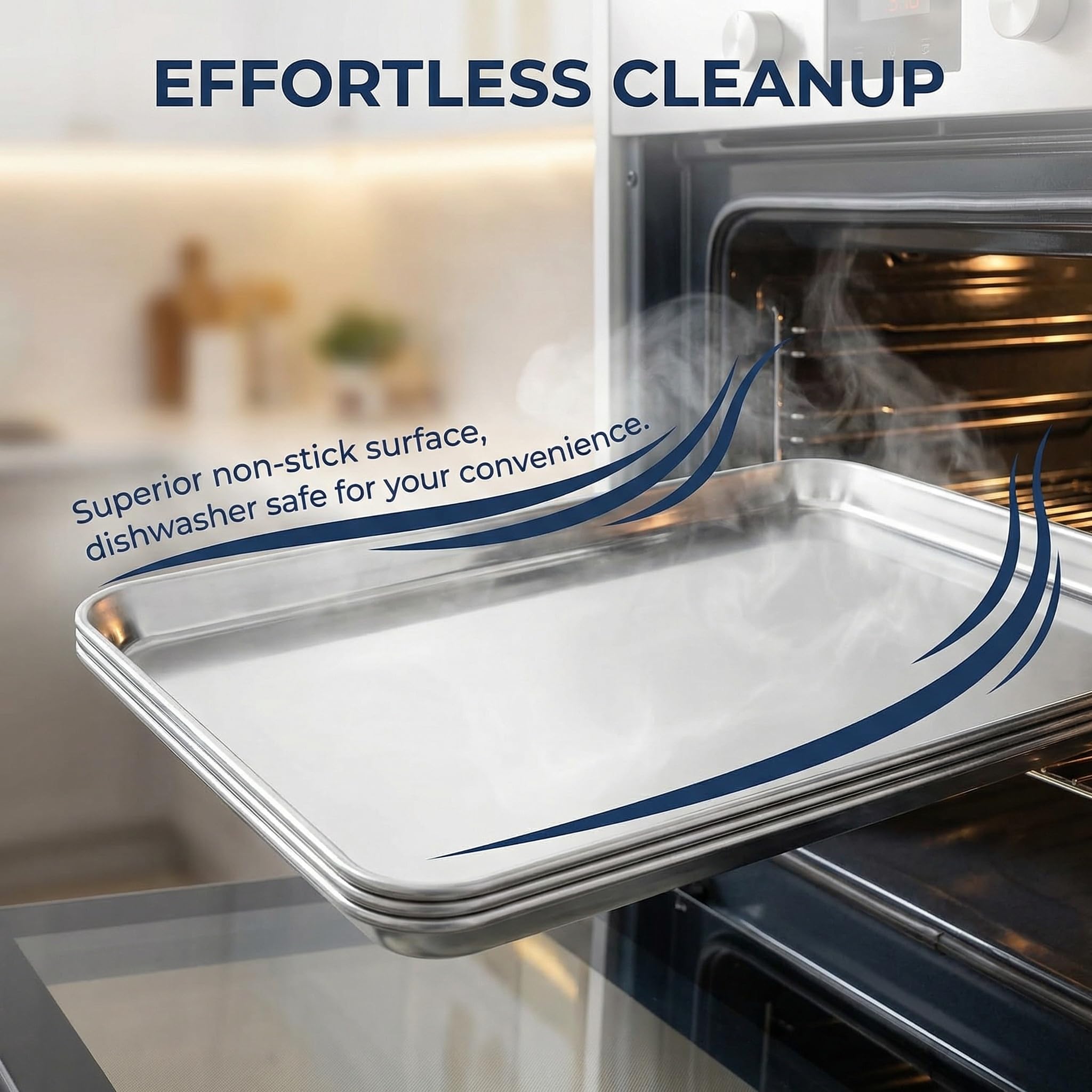 Paquete de 4 bandejas antiadherentes para horno
