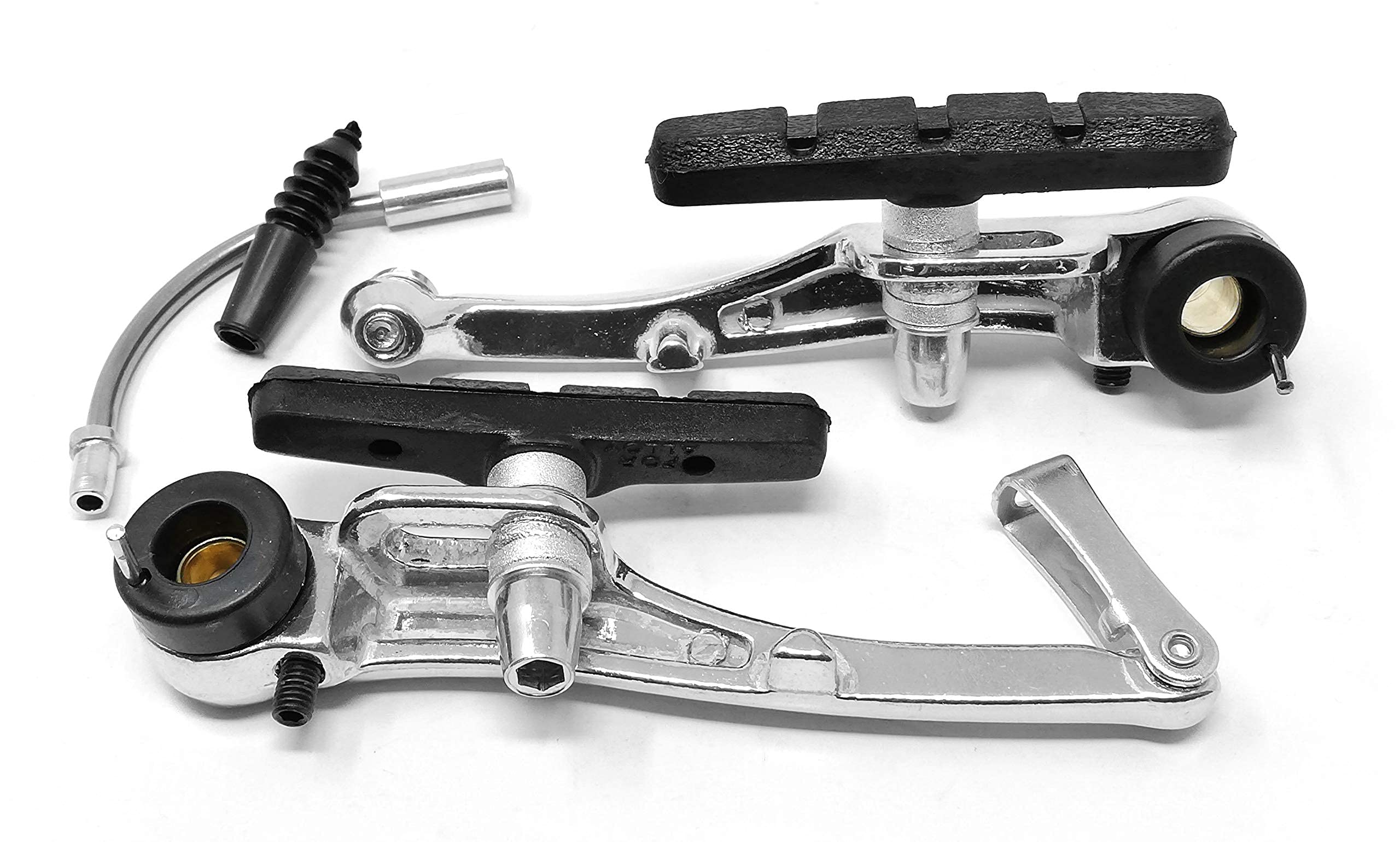 Coppia Freni V-Brake IBK Per Bici - Set Completo In Alluminio Cromato Universale - Foto 8