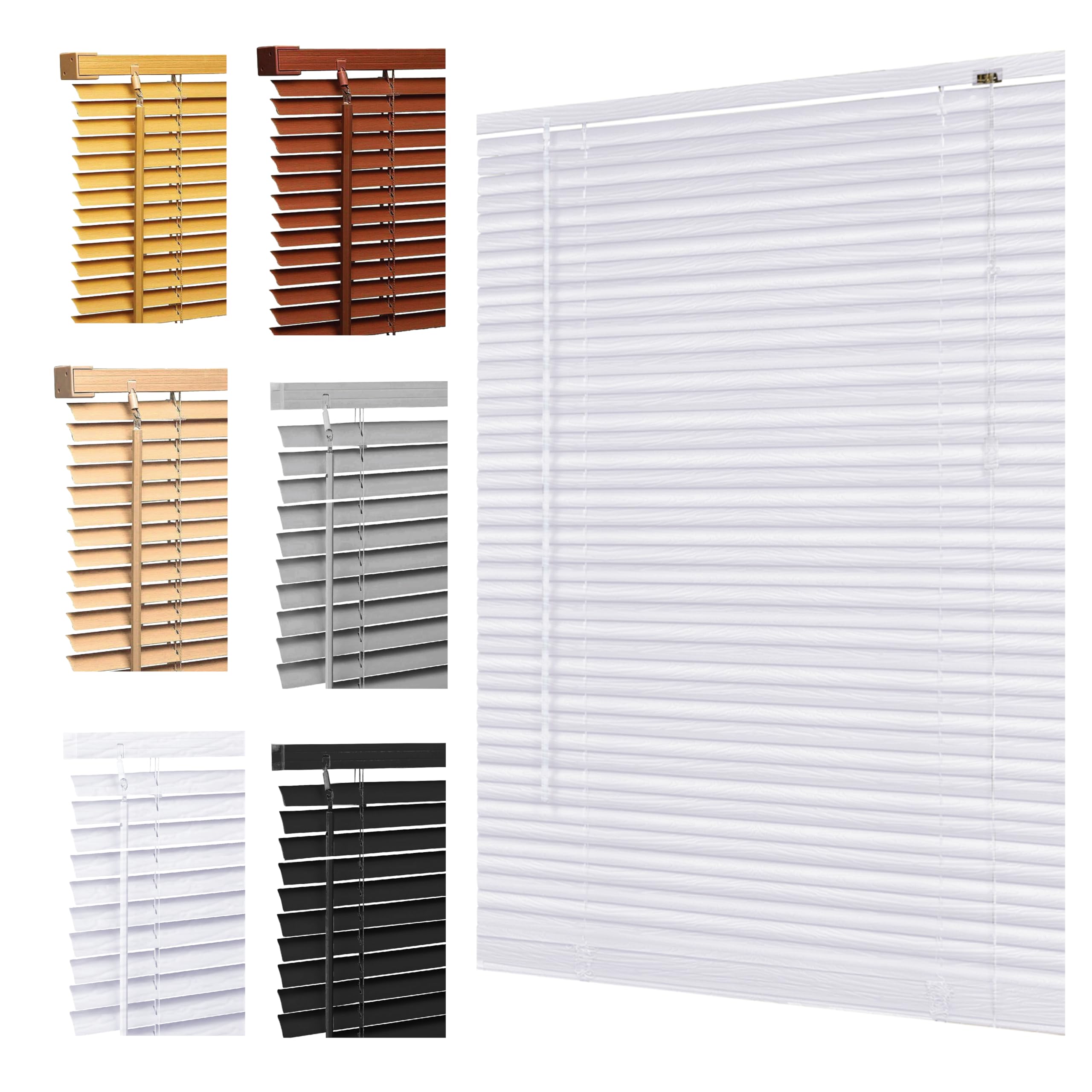 Ruby Deals Custom Made to Measure PVC Venetian Blinds Window 25mm Thin Slats Easy Fit Window Treatment Shutters Child Safe Home Office (White Embossed blinds W114 x 150Hcm)
