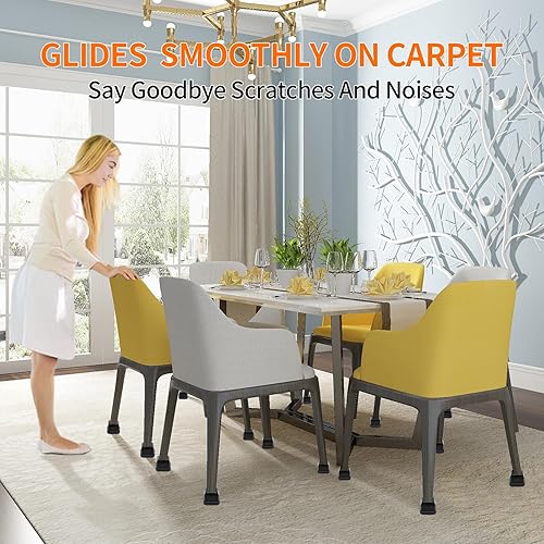 Miniatura 6 de Ezprotekt 24 deslizadores de patas de silla para alfombra, cuadrados negros deslizantes de silla de teflón, almohadillas protectoras de patas de
