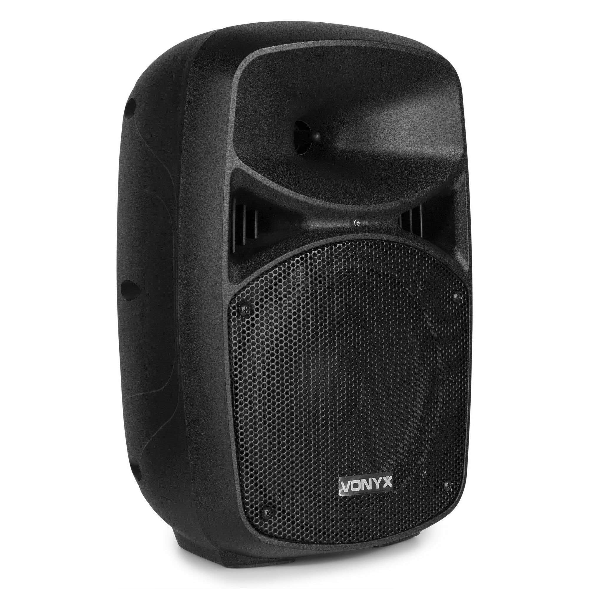 Vonyx VPS082A – Sistema de Sonido 400W con Bluetooth, Reproductor USB/SD, micrófono, Mando a Distancia, LED rítmicos, Altavoz Activo y pasivo 8", Ideal para Karaoke, DJ y Fiestas
