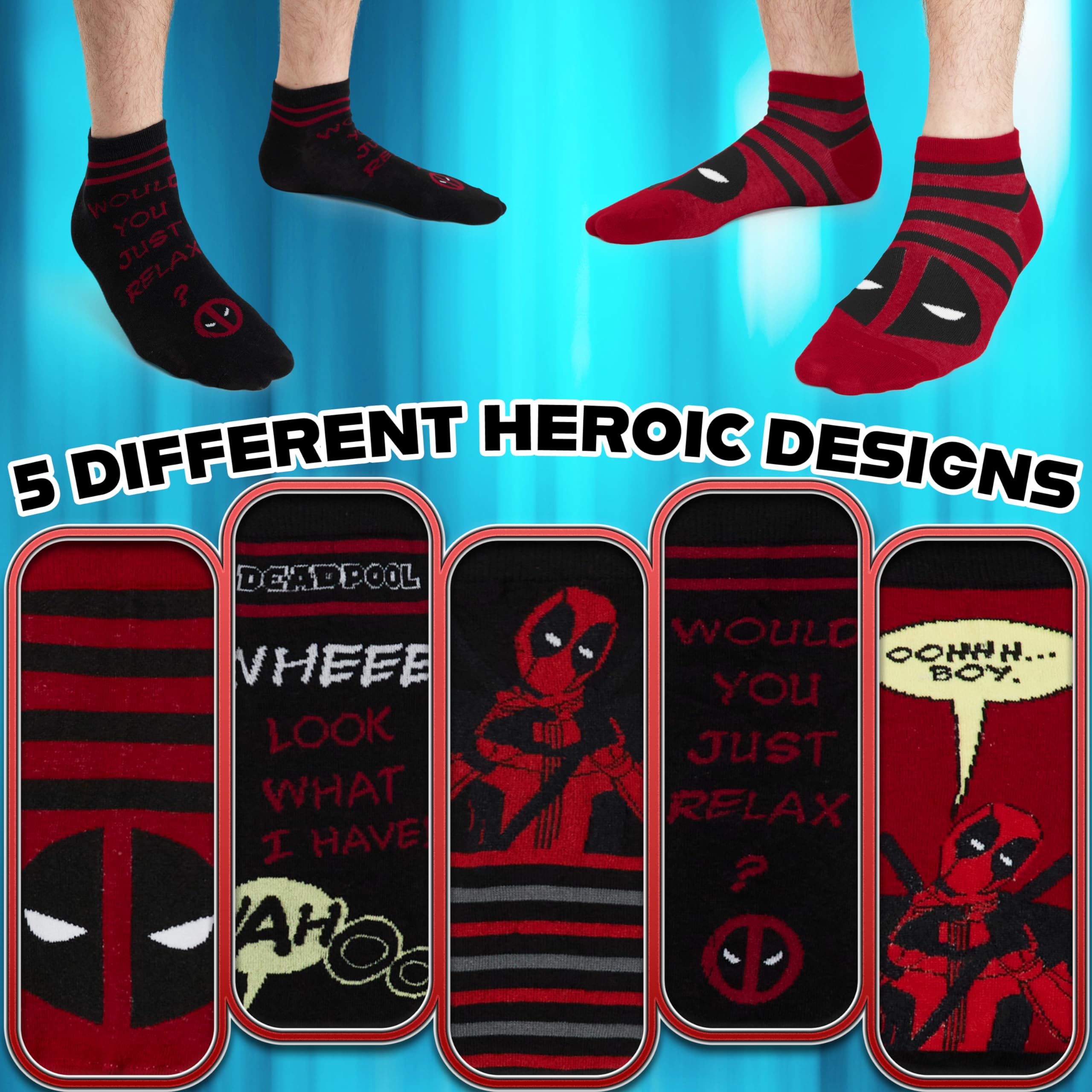 Marvel Chaussette Basse Homme EU 40-45, Coffret 5 Paires de Chaussettes Fantaisie, Doux et Respirant, Idee Cadeau Homme