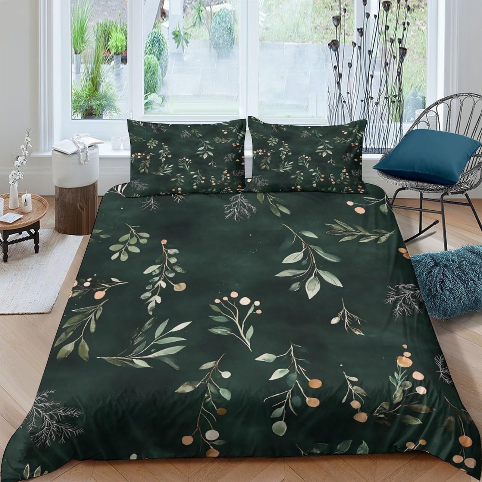 Ctjqhvkz Style-4 3D Printed Olive Branch Fitted Sheet Microfiber Soft Green Botanical Leaf Bed Sheet For Bedroom Guest Room Decor Single（135X200cm）