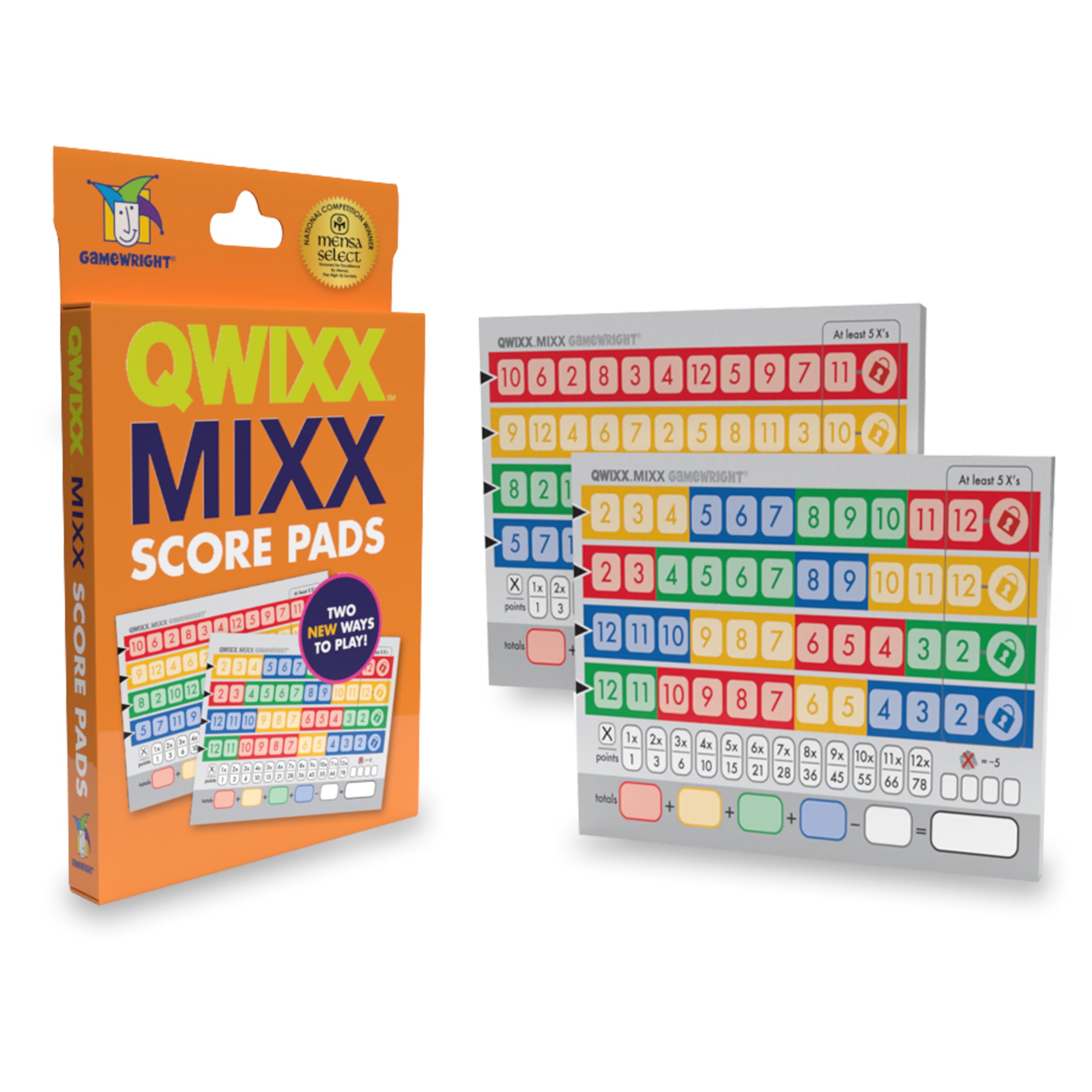 Gamewright Qwixx Mixx - Genuine Enhanced Game Play Add-On Replacement Scorecards for Qwixx - A Fast Family Dice Game, 8 + years
