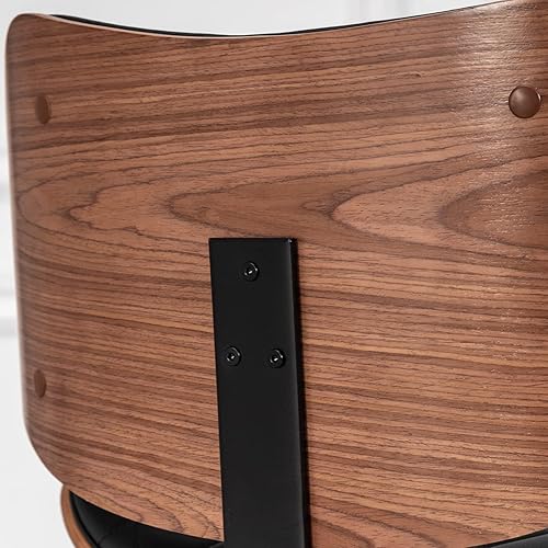 Miniatura 7 de LUNLING Juego de 2 taburetes de bar modernos de mediados de siglo, altura de mostrador, tapizados de cuero negro, sillas de bar giratorias de 360°