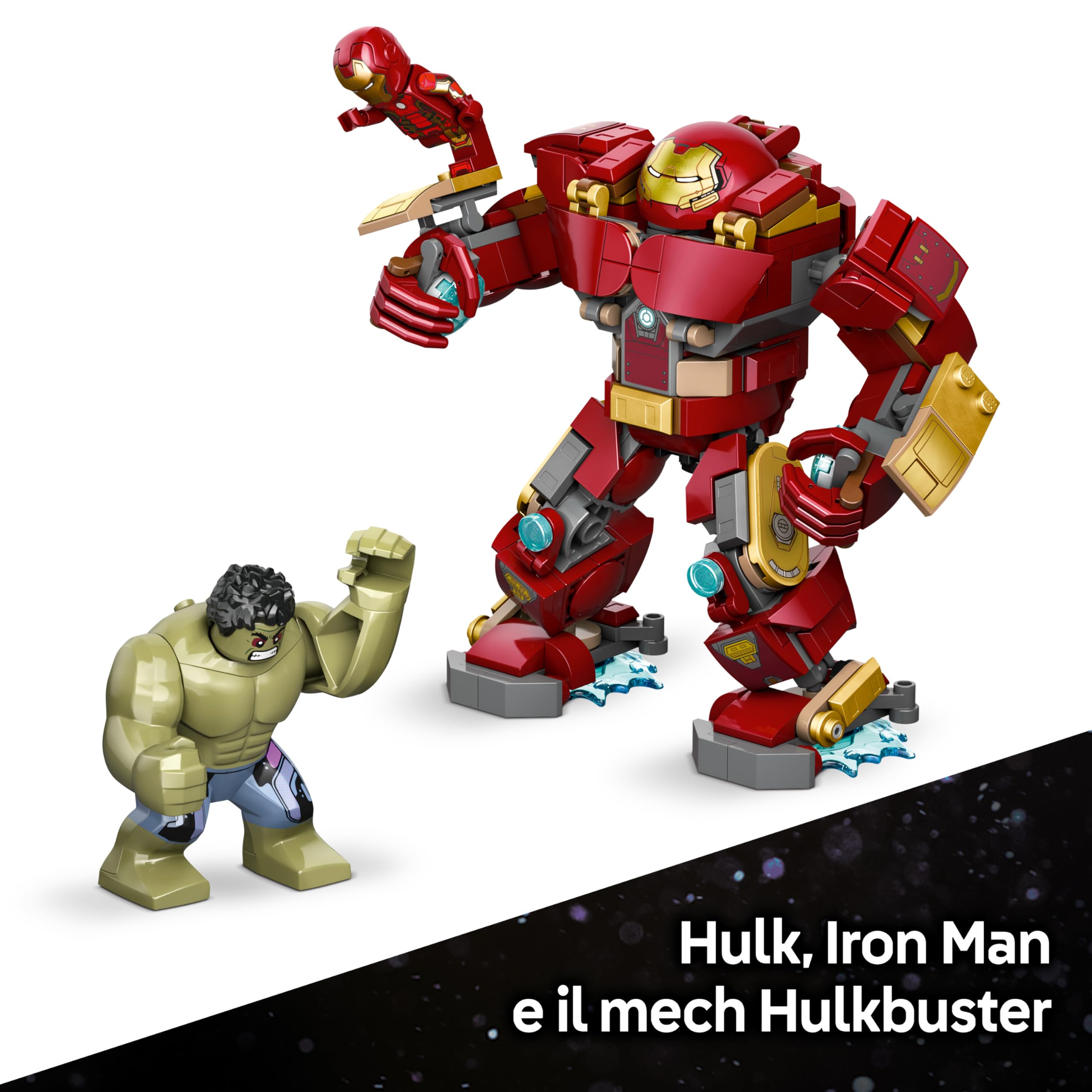 LEGO | Marvel Battaglia Epica: Hulkbuster vs. The Hulk - Giocattolo dei Supereroi con 2 Action Figure e Minifigure di Iron Man - Idea Regalo per Bambini da 9 Anni in su Fan degli Avengers - 76343