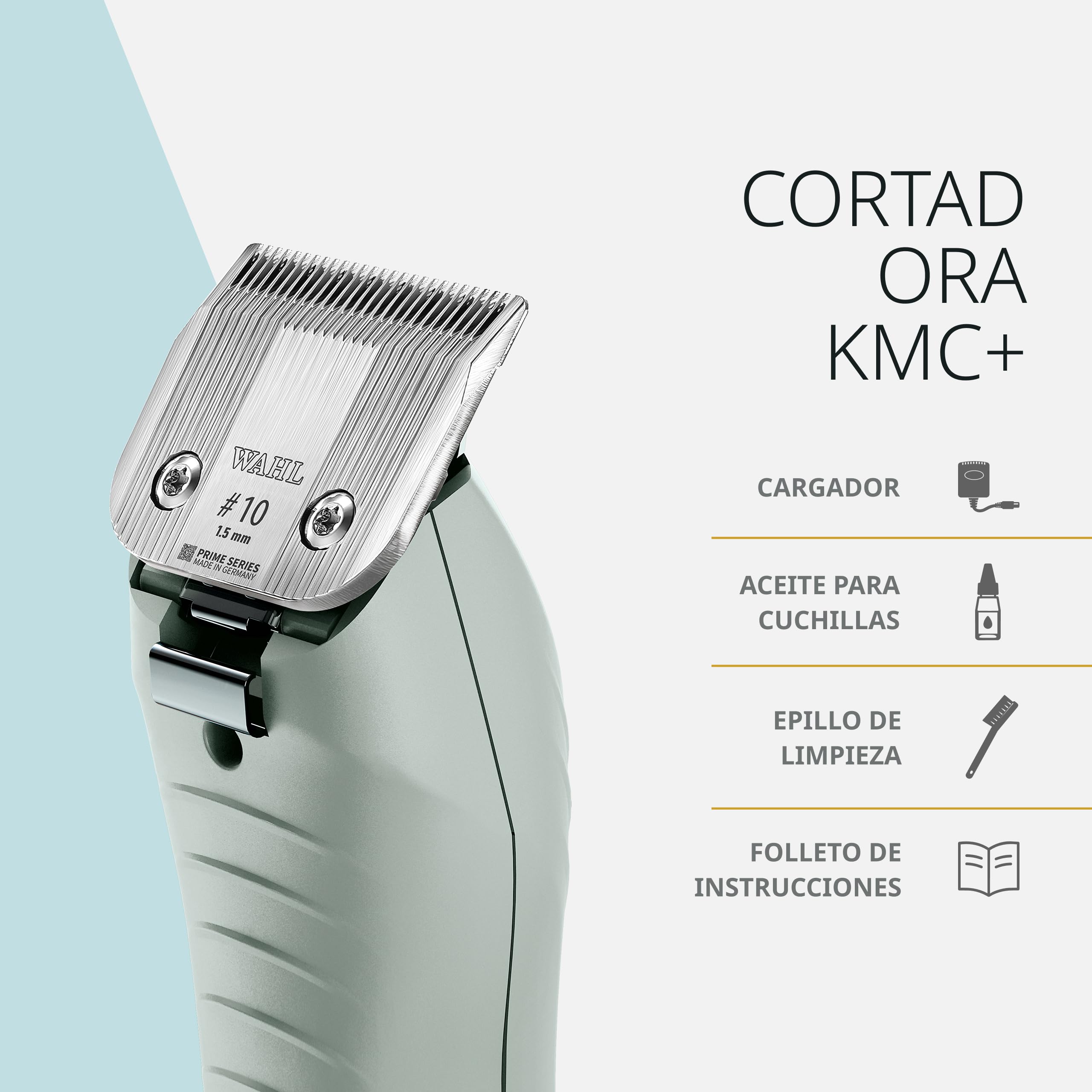 Wahl KMC+ Pet Clipper – Motor Sin Escobillas, Carcasa Texturizada, Dos Velocidades, 120 Minutos de Autonomía