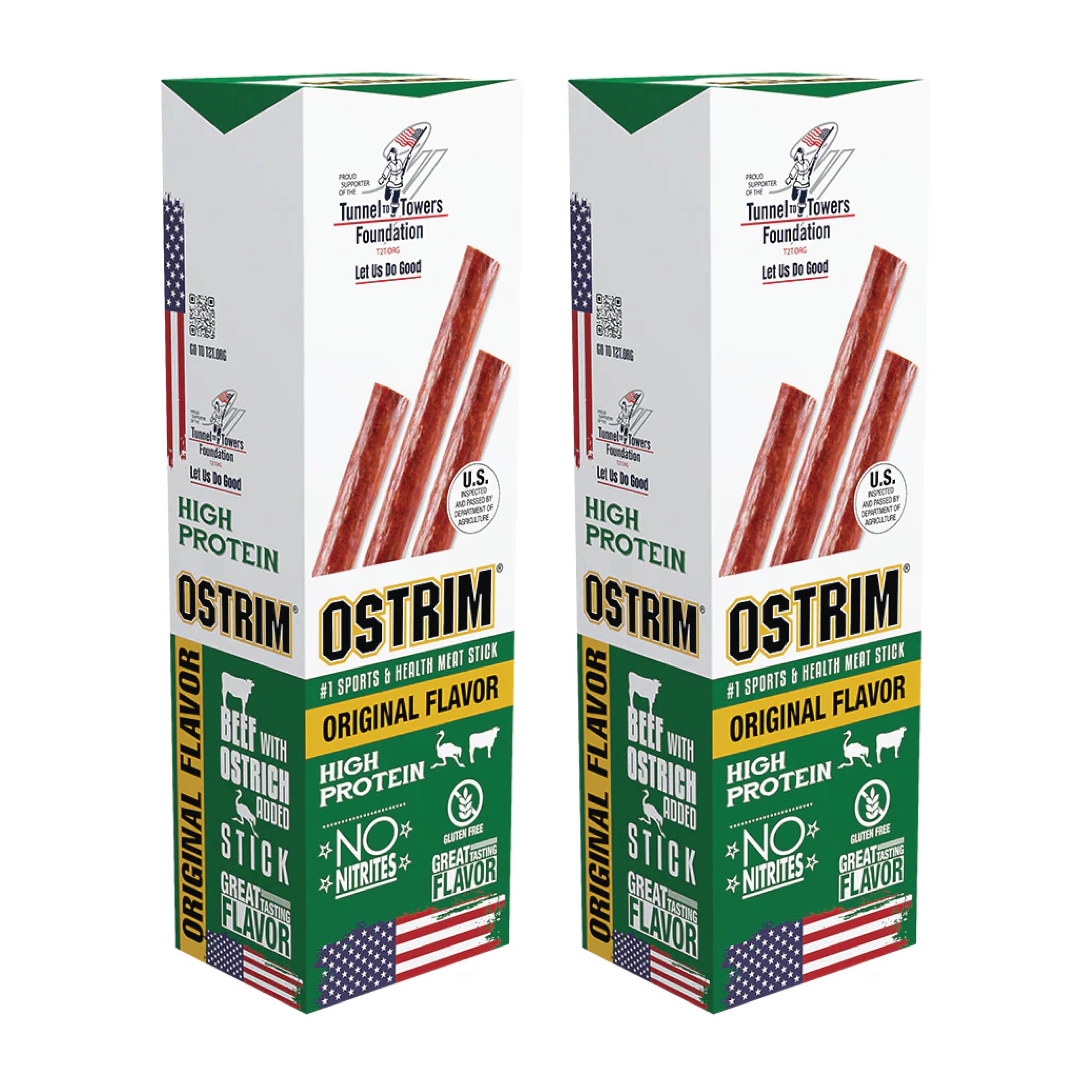 Ostrim High Protein Snack, Beef & Ostrich, Natural Flavor, 1.5-Ounce Sticks (Pack of 20)