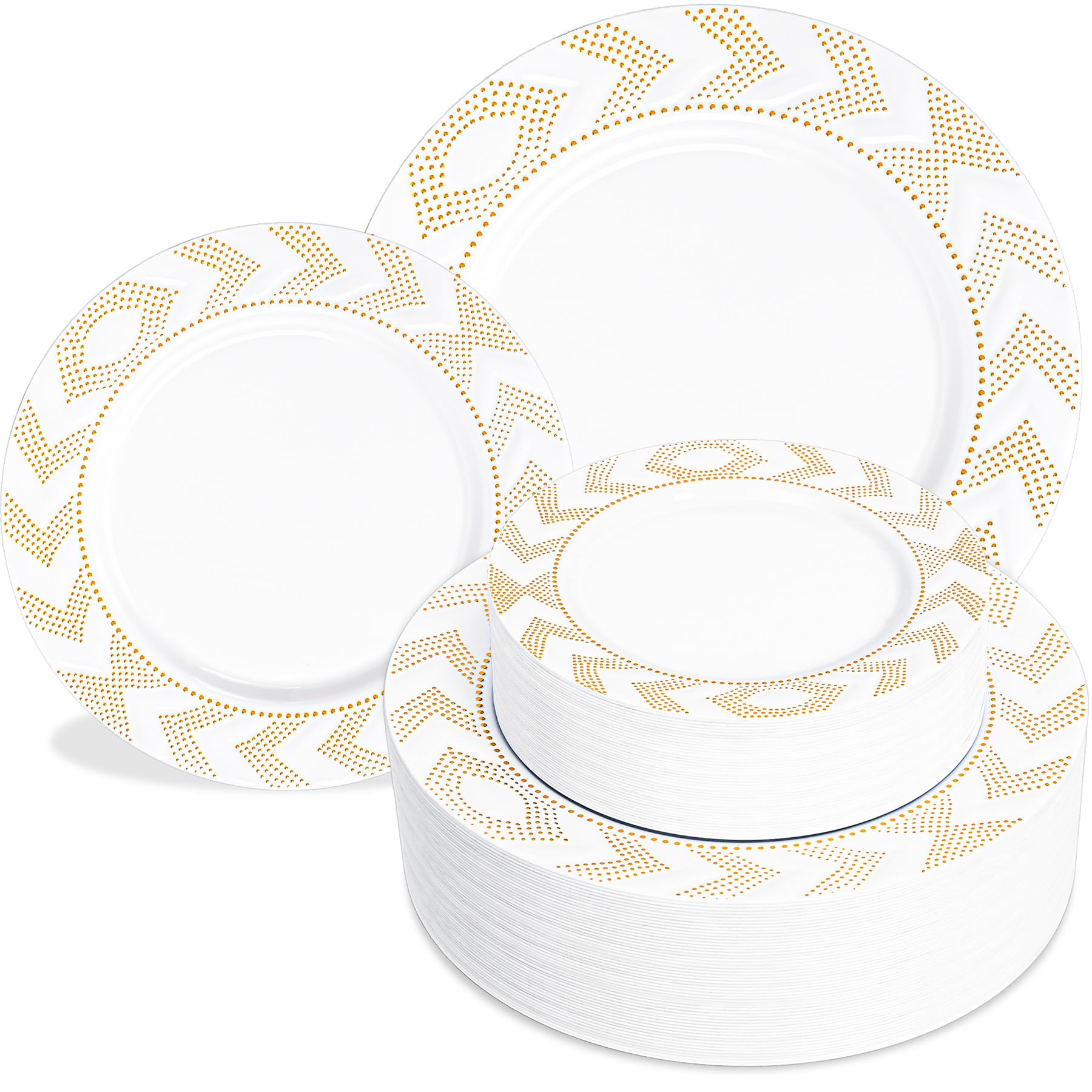 HOMIP 100 platos de flecha con borde de oro blanco