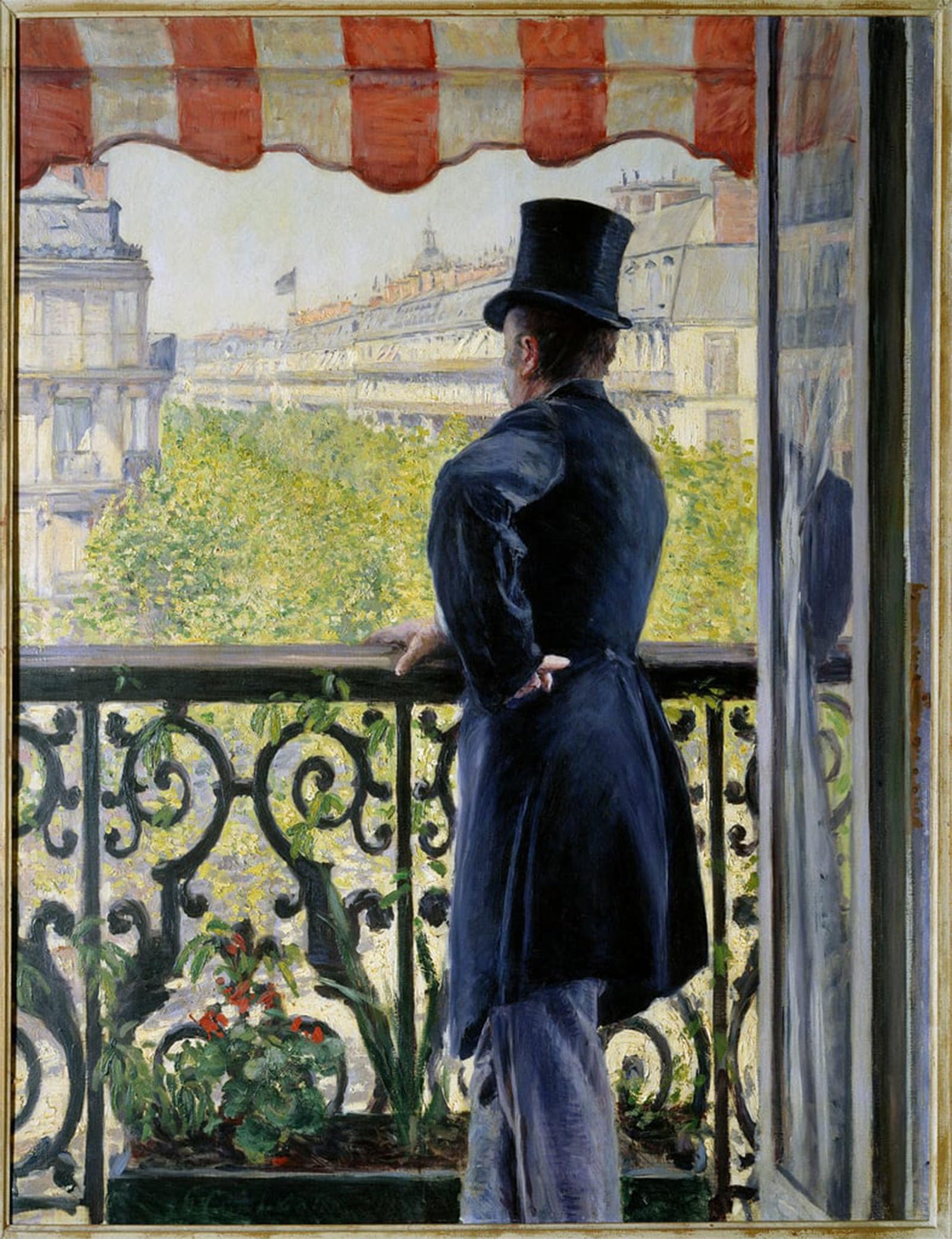 SERENDIPITP Poster Wall Art The man on the balcony An elegant man in a hat rests on the railing of a balcony on the big Parisian boulevards. by Gustave Caillebotte for Wall Decor 60x90cm