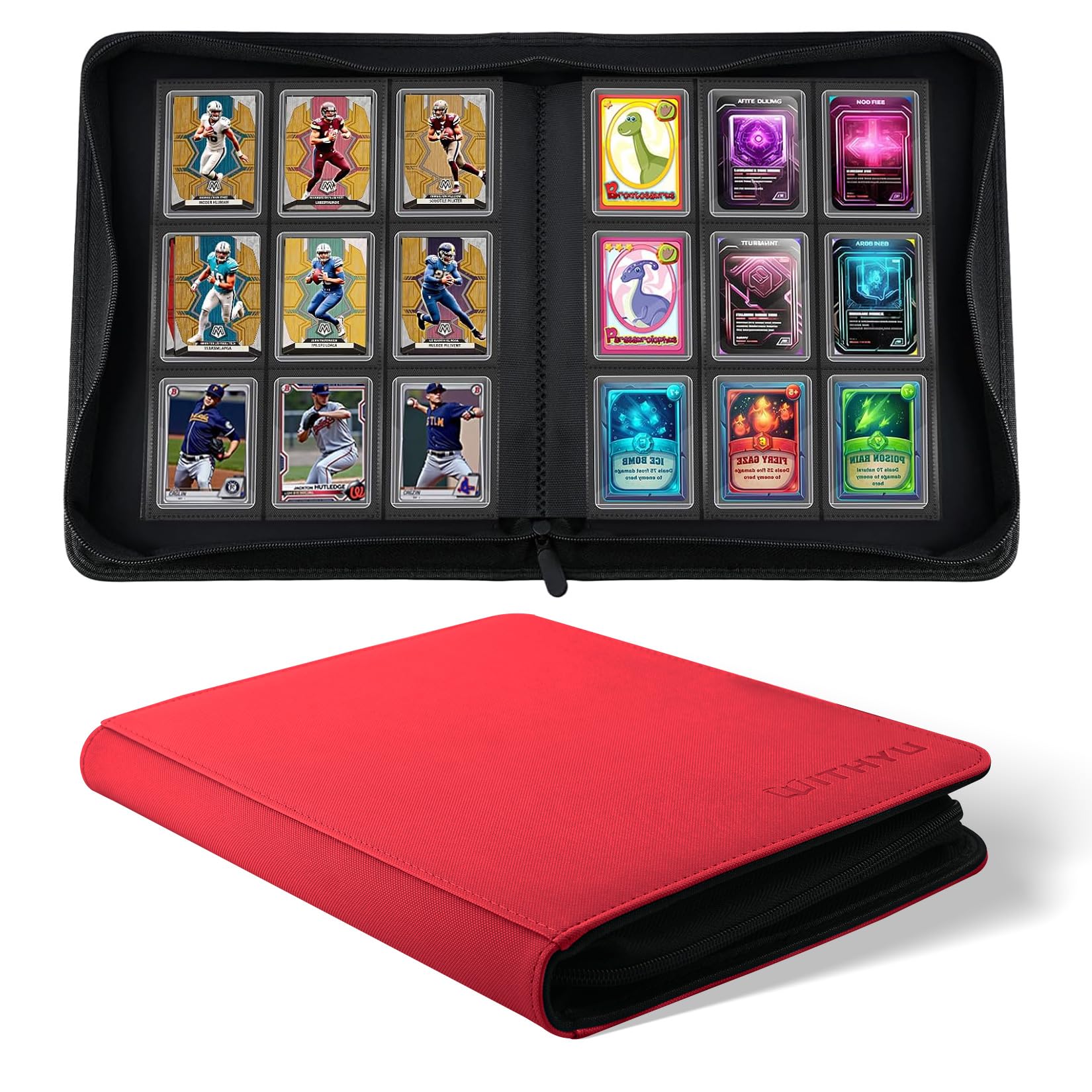 WITHYU Top Loader Binder 9 Pocket for 3"x4" Rigid Cards, 360 Pockets Collectible Card Album with 20 Toploaders, Trading Card Binder for TCG, MTG, Sports Cards (Burgundy)