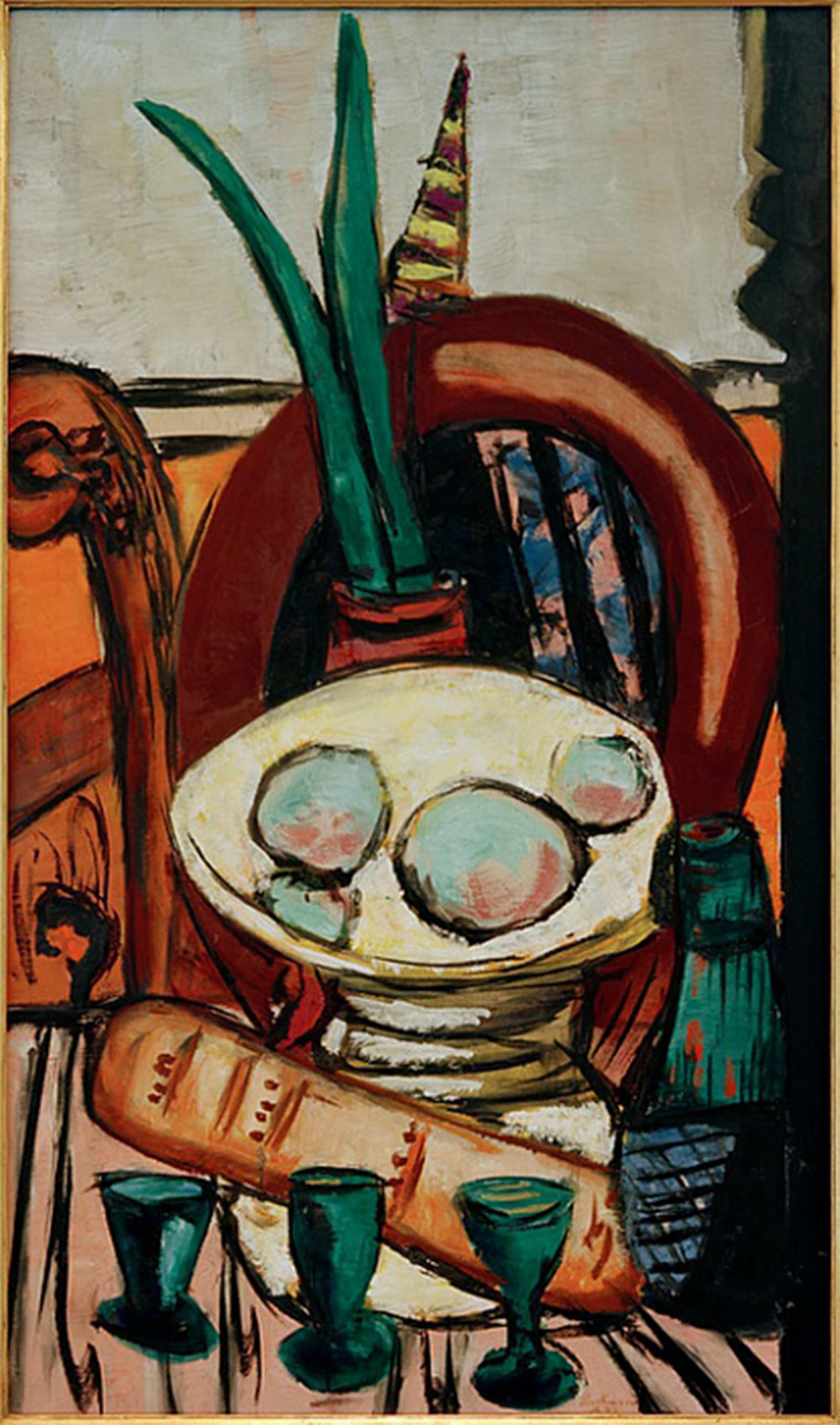 SERENDIPITP Vintage Wall Art Canvas Nordic Poster Canvas Print Picture Still Life with Green Glasses by Max Beckmann Wall Art Poster for Home Decor 60x90cm
