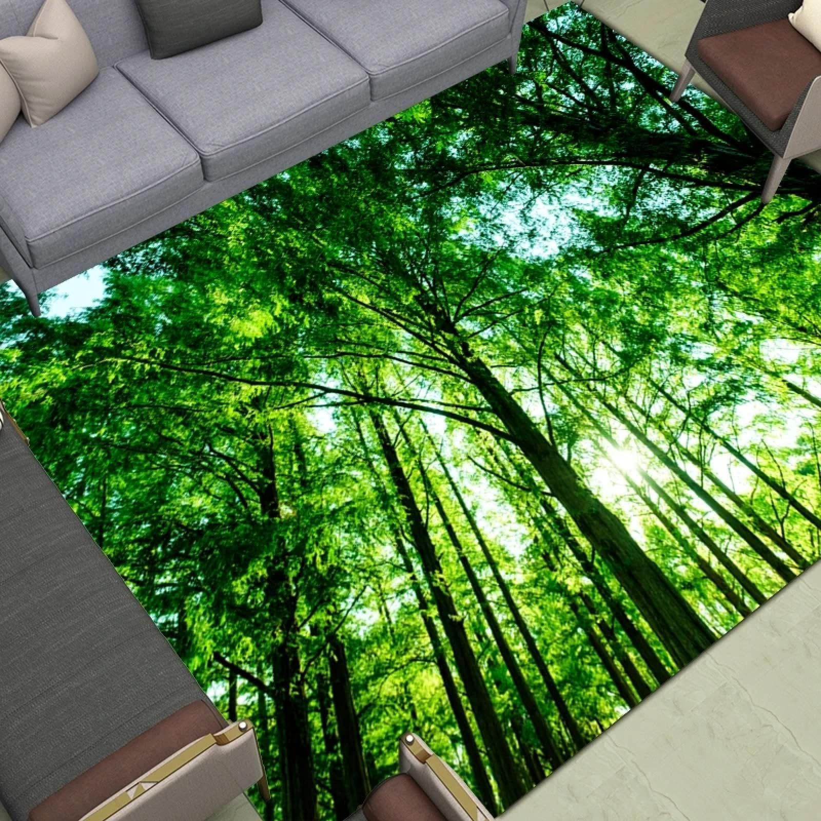 Tapis de forêt ensoleillée 60x90cm pour l'entrée et le salon de maison