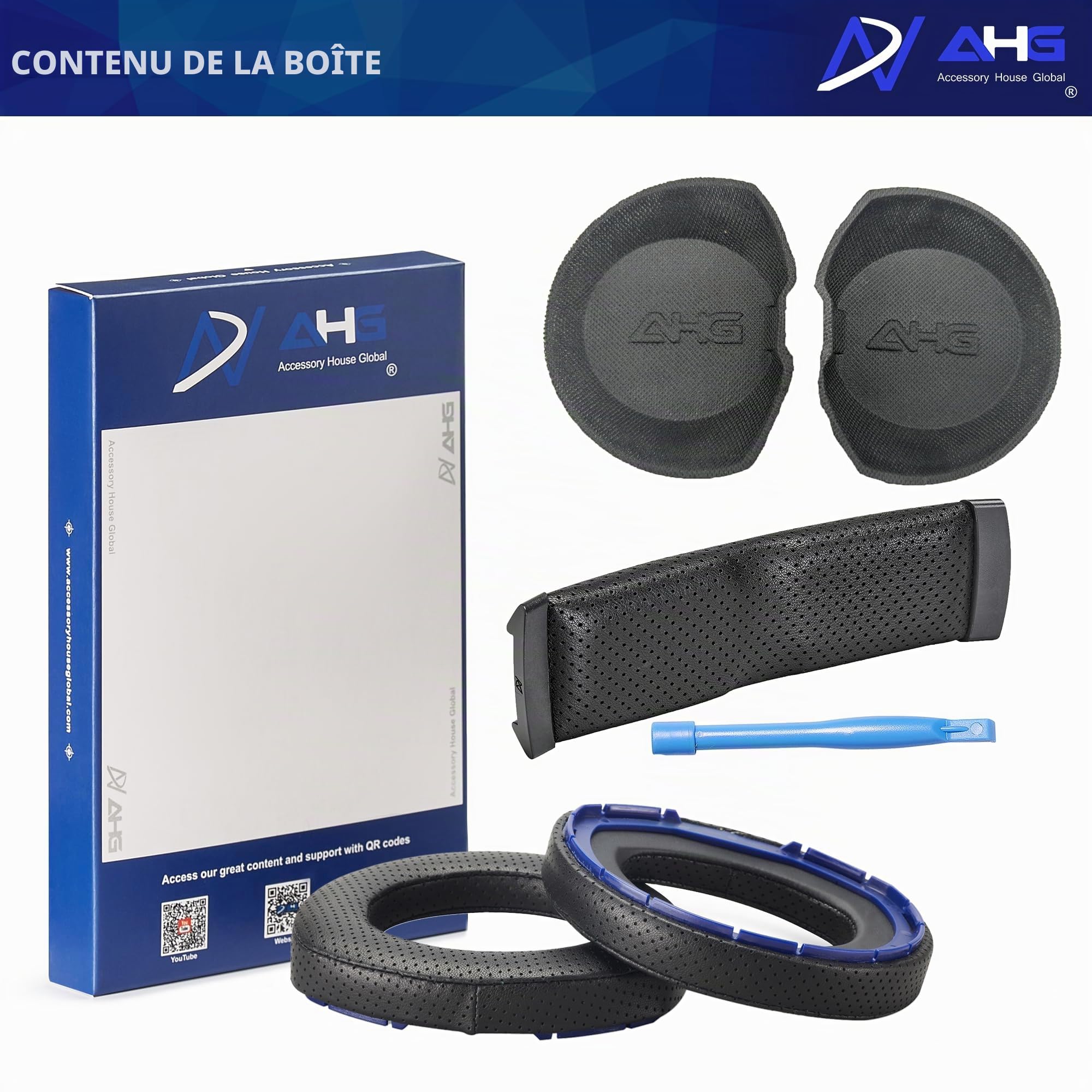 AHG Premium HD 8XX / HD 800S / HD 800 Coussinets Oreillettes et Bandeau Compatible avec Casque Sennheiser HD800 / Sennheiser HD800S et Drop HD 8XX Peau de Mouton Perforée/Mousse Haute Densité