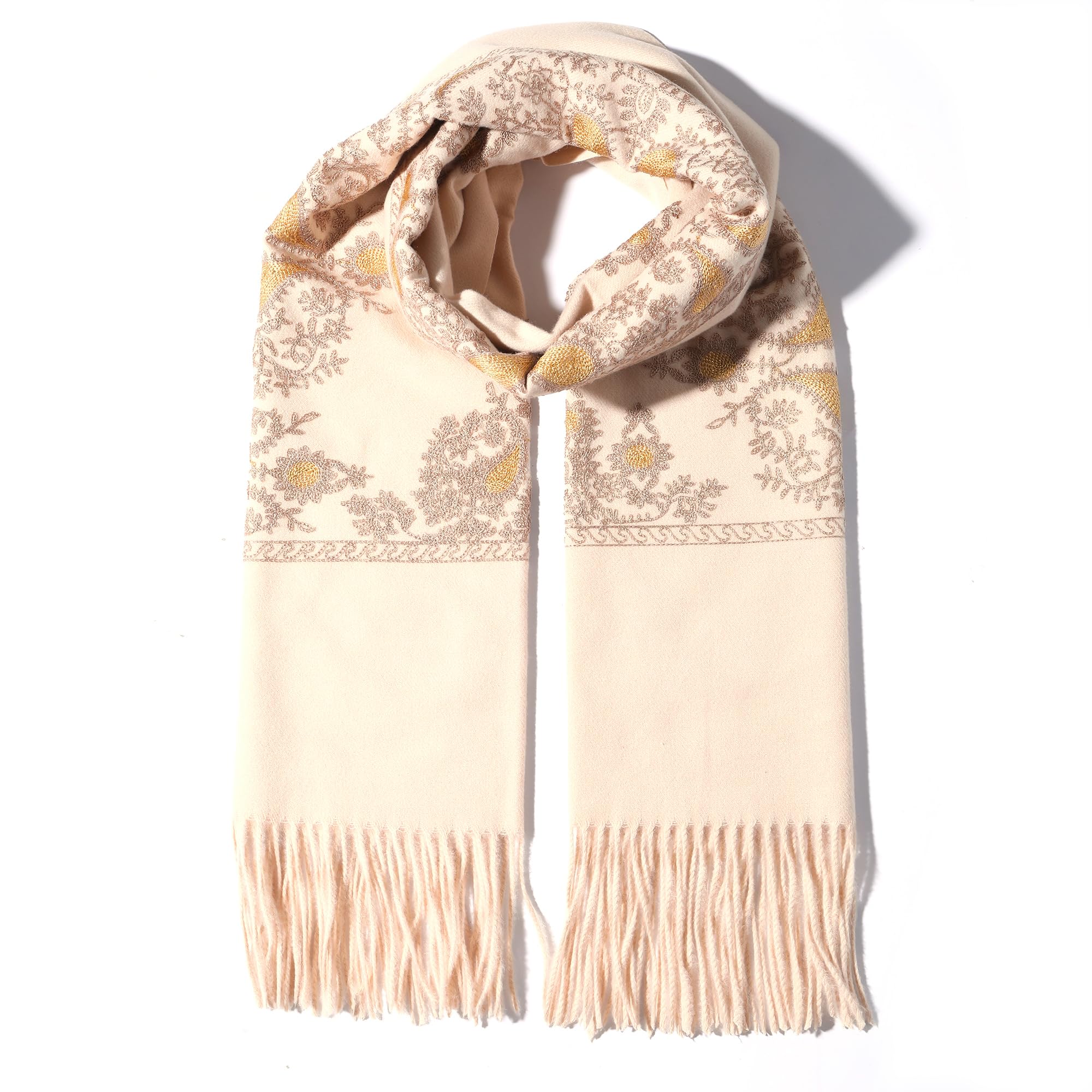 Letusto LUU MANLIC Women's Shawl Wrap Embroidered Tassel Scarf, Premium Quality, Oversize(73x27), Soft, Durability, Warm