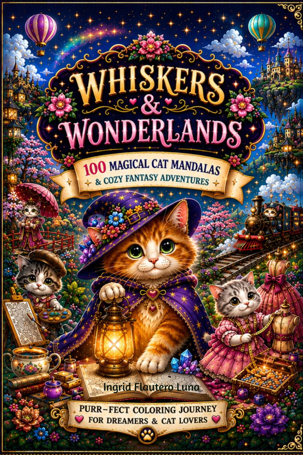 WHISKERS & WONDERLANDS: 100 Magical Cat Mandalas & Cozy Fantasy Adventures