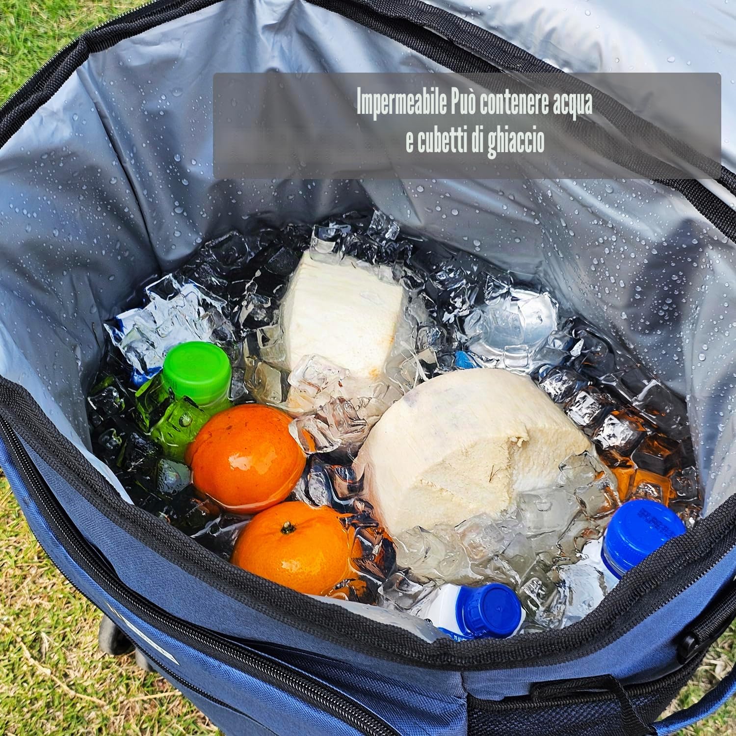 Borsa Frigo Trolley con Ruote 40 Litri Pieghevole Borsa Termica da Picnic per 4-6 Persone